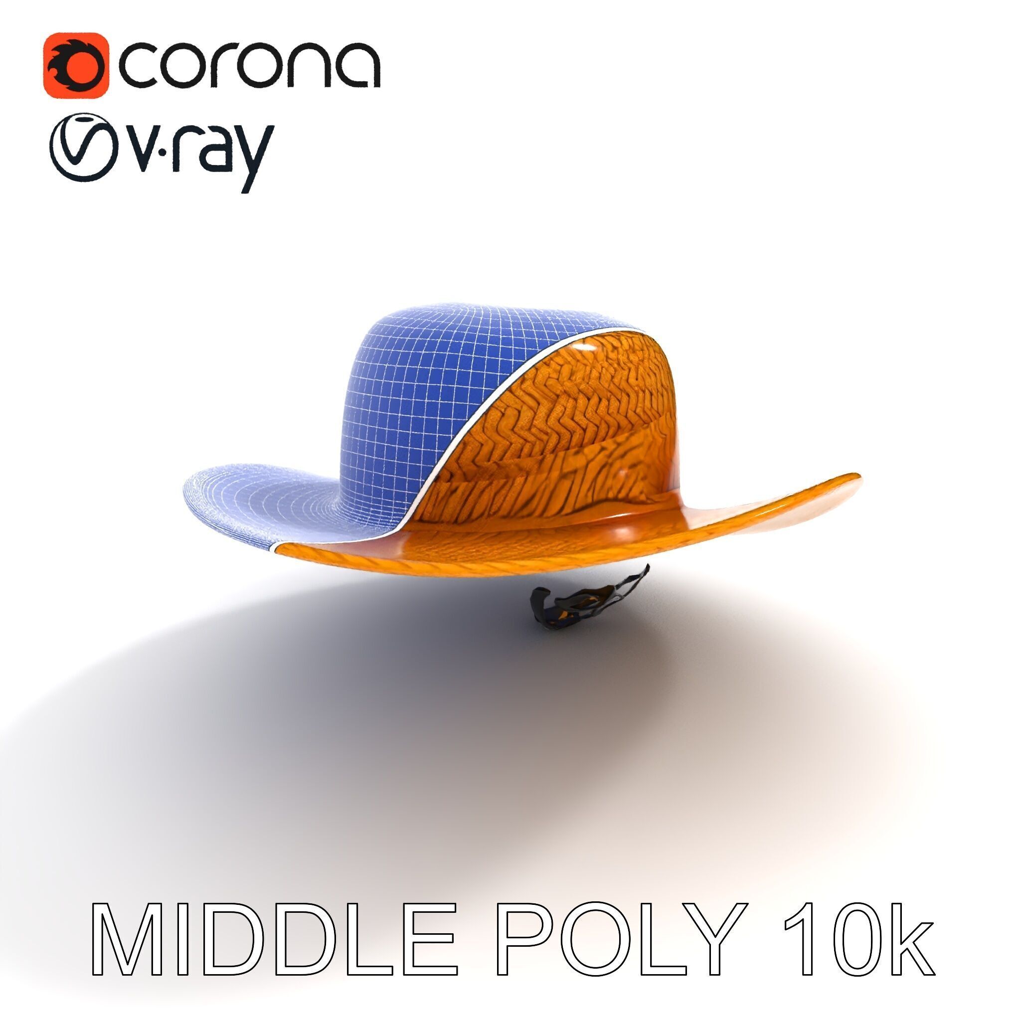 Straw Hat Model Pack with Detailed Weave Design Low-poly 3D model_27