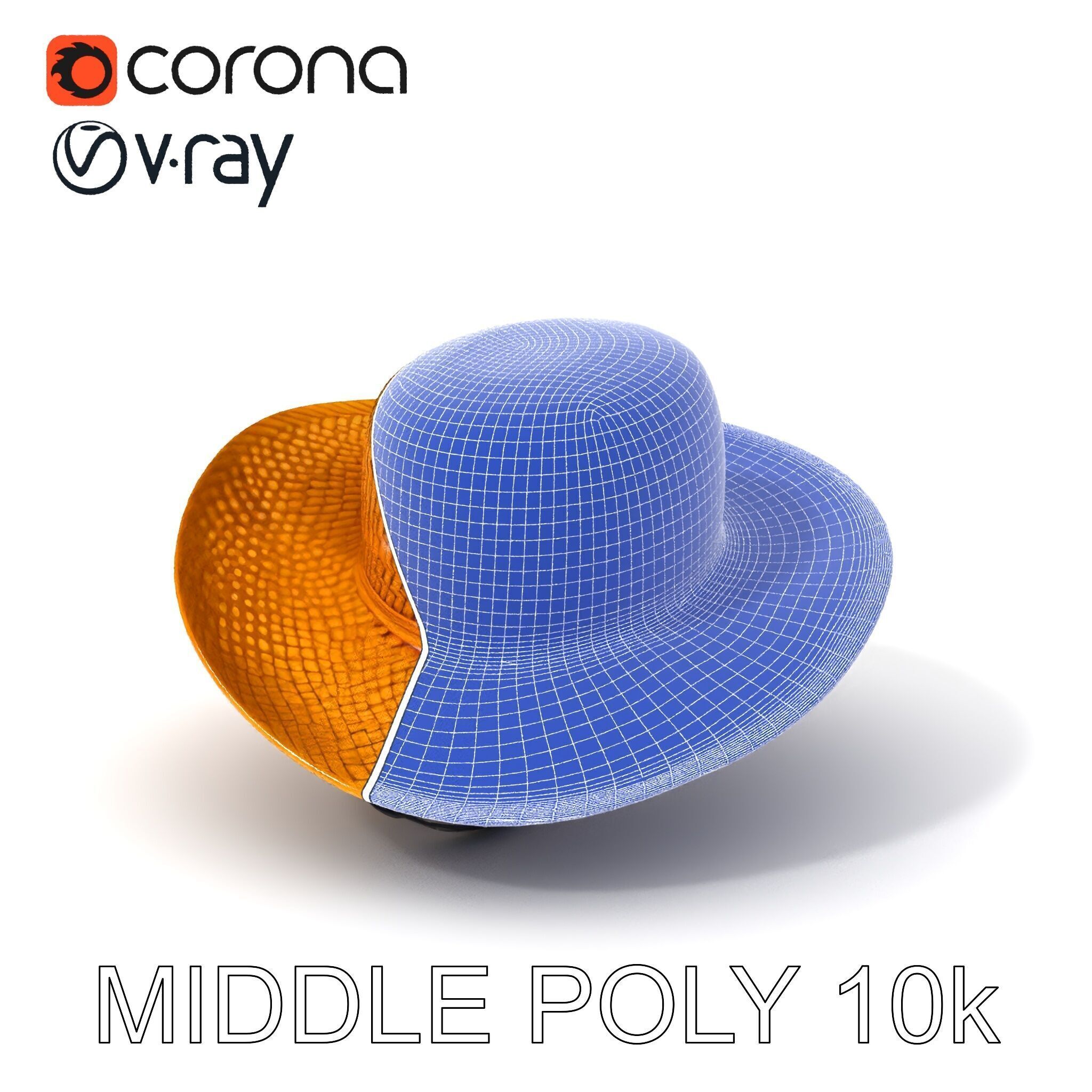 Straw Hat Model Pack with Detailed Weave Design Low-poly 3D model_6