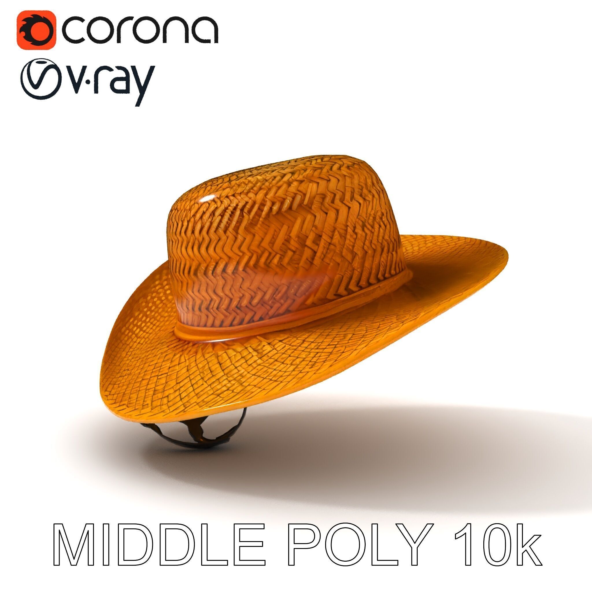 Straw Hat Model Pack with Detailed Weave Design Low-poly 3D model_19