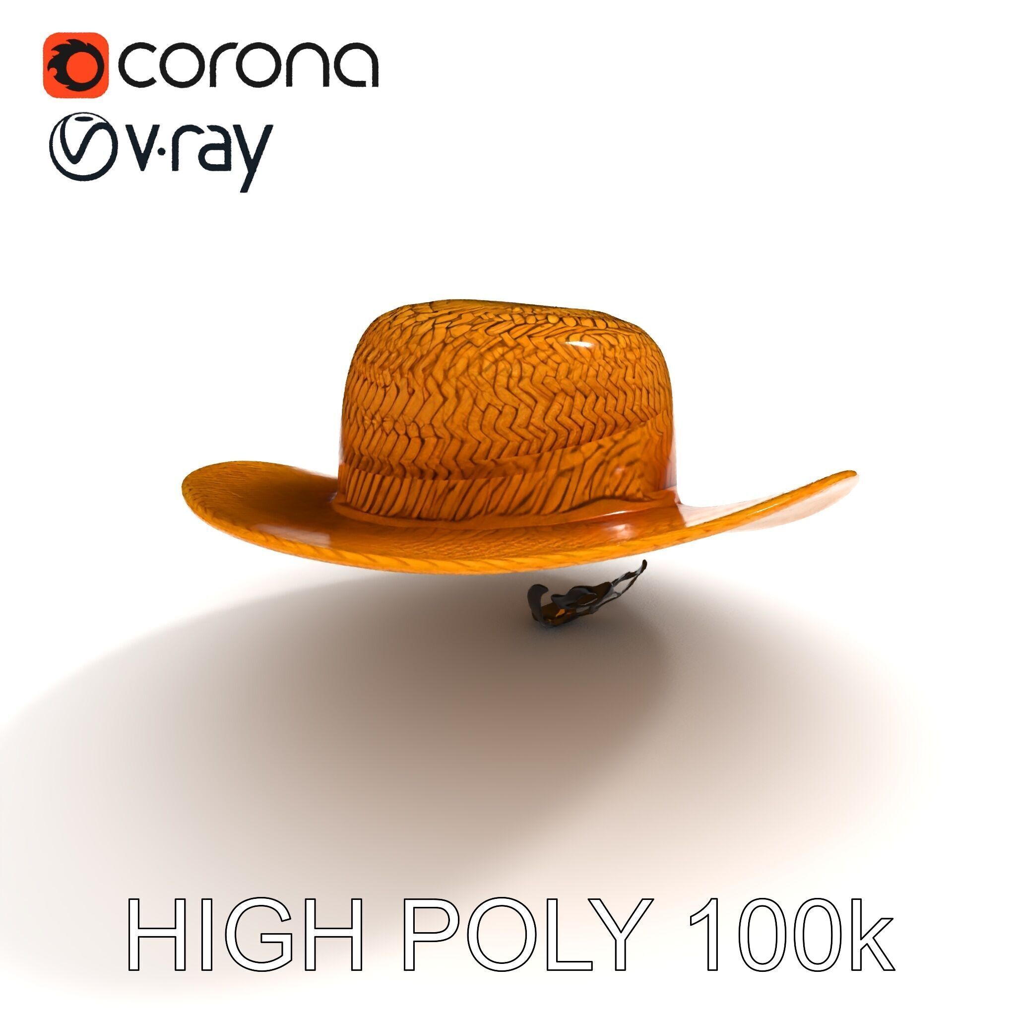 Straw Hat Model Pack with Detailed Weave Design Low-poly 3D model_24