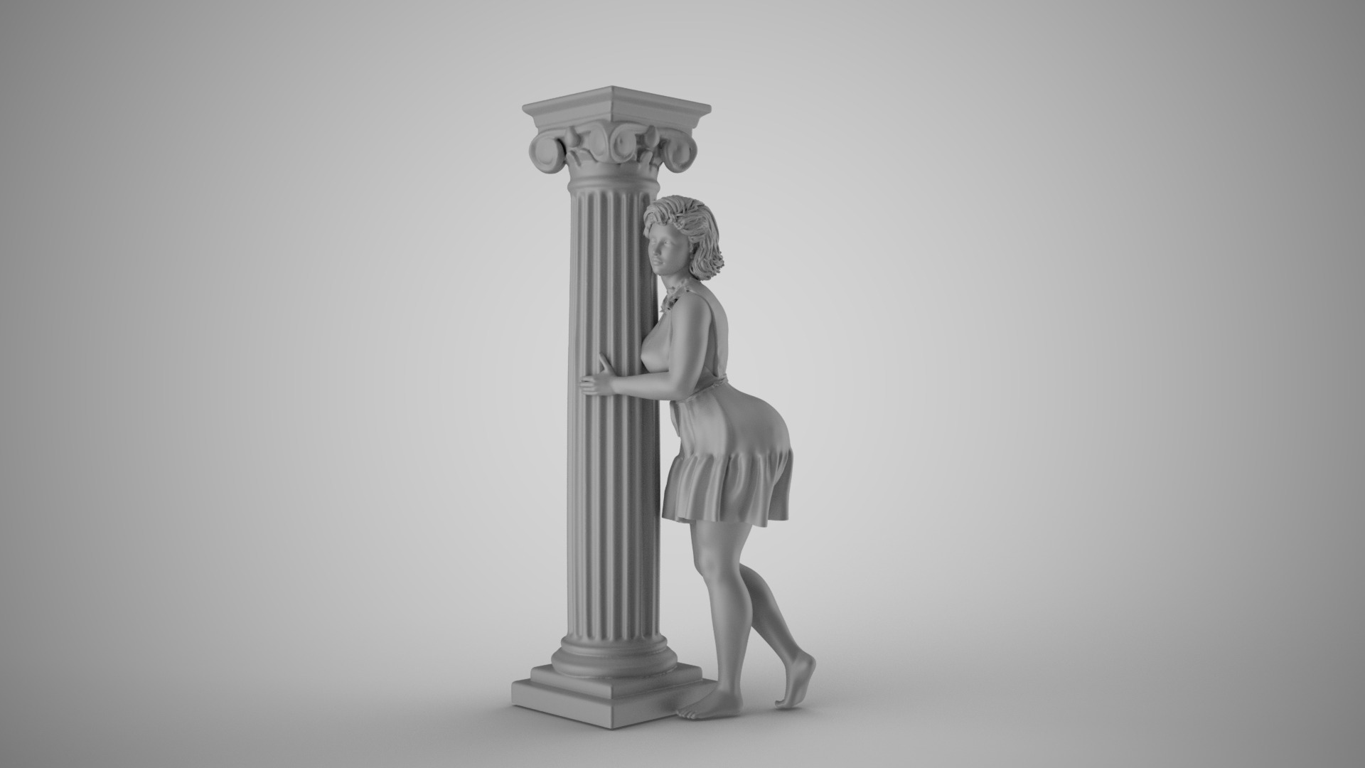 Hiding Woman 2 3D print model_1