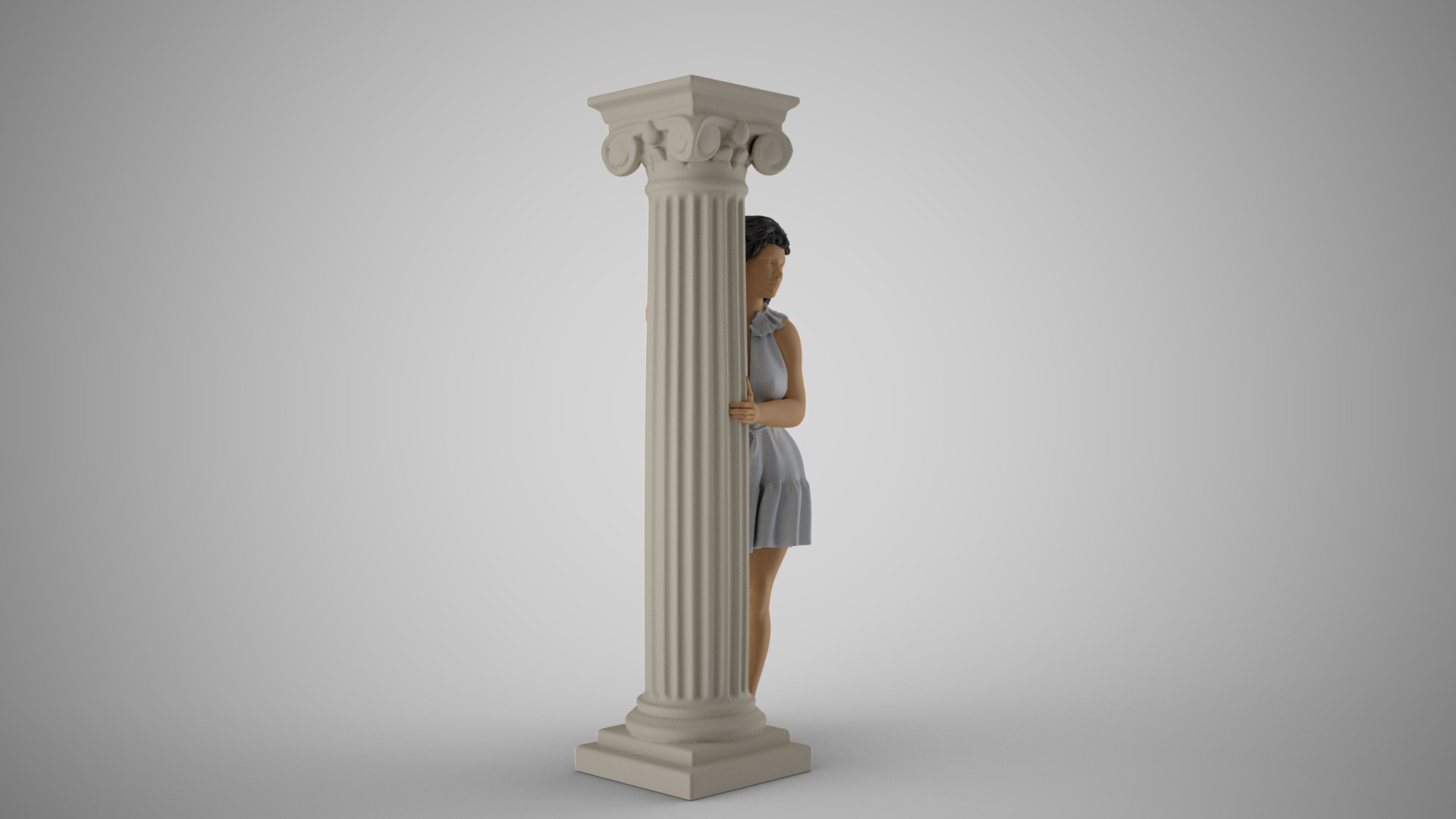 Hiding Woman 2 3D print model_15