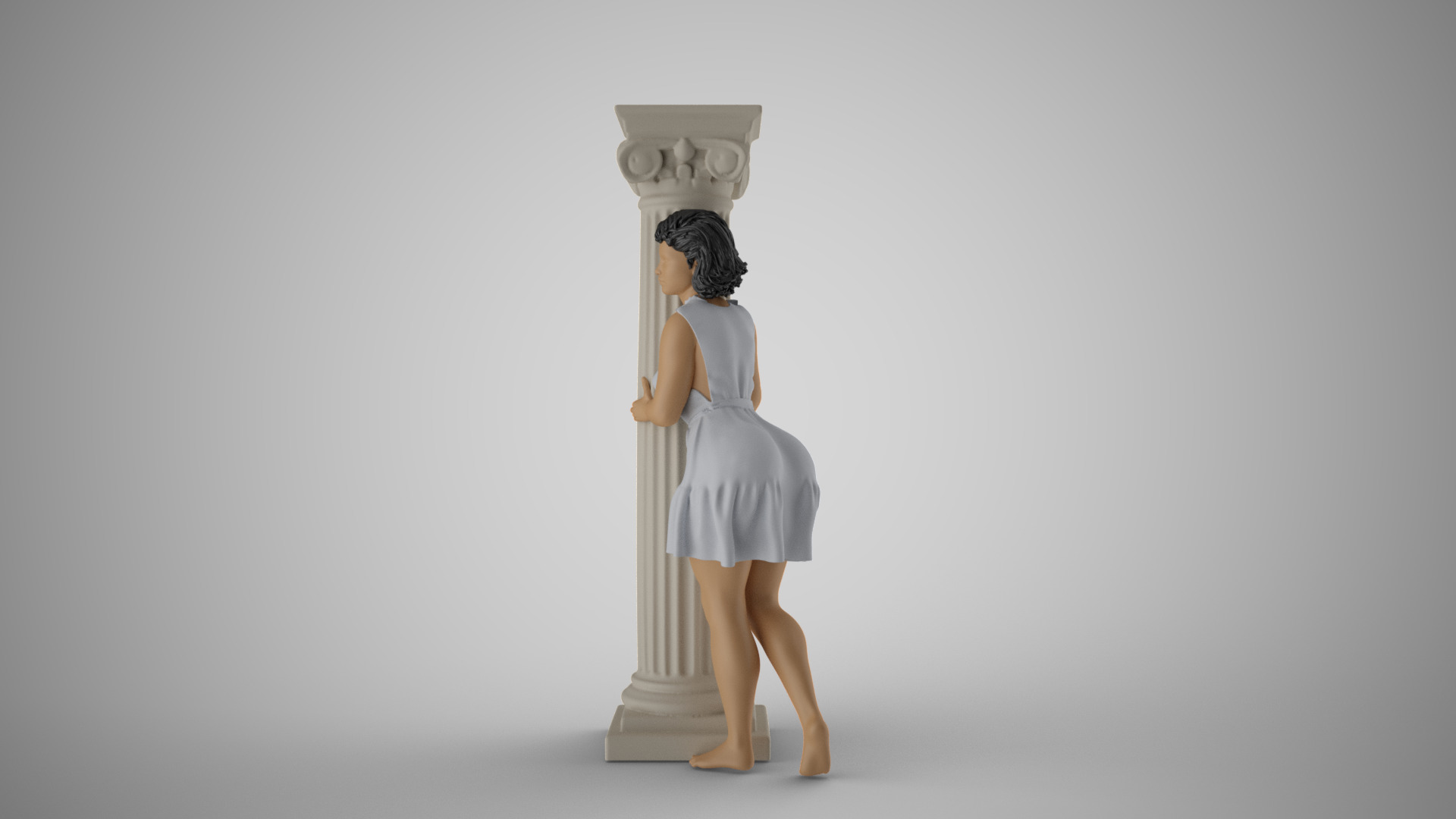 Hiding Woman 2 3D print model_12