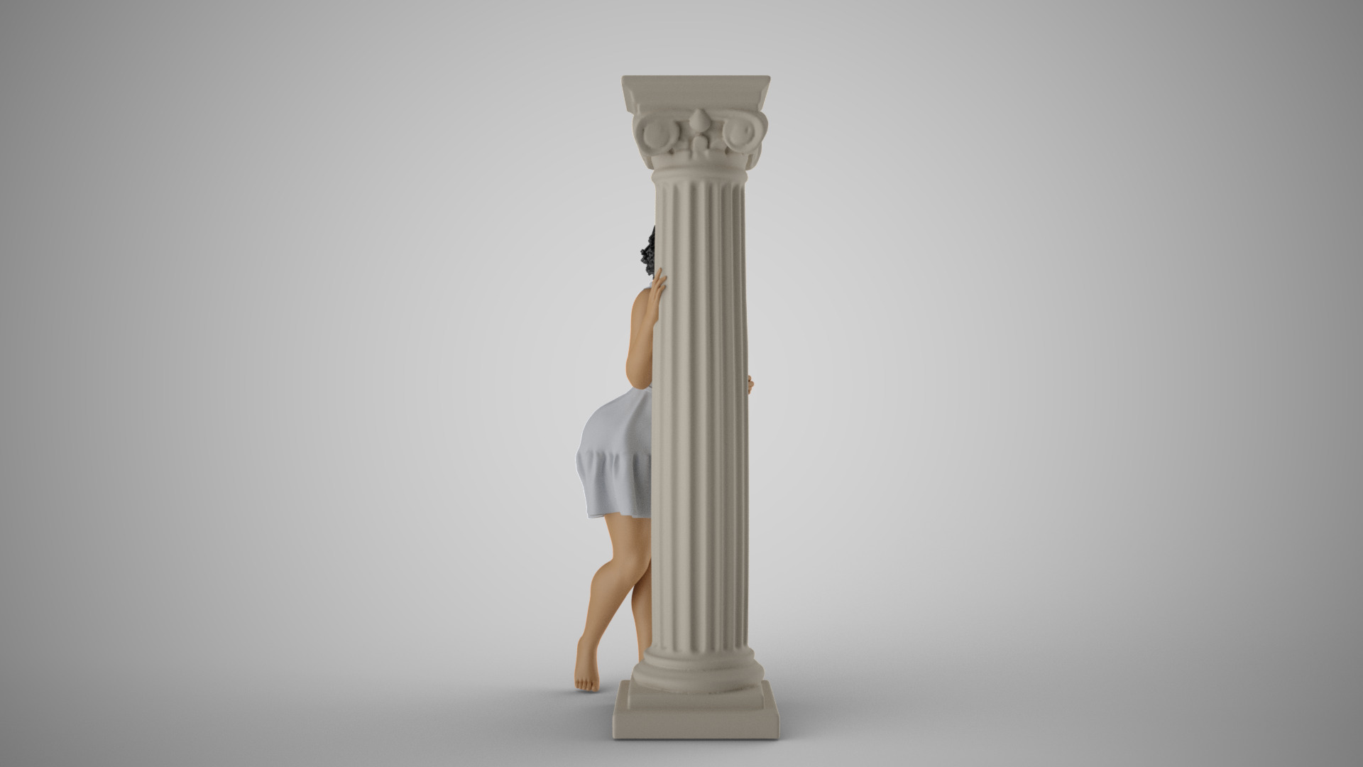 Hiding Woman 2 3D print model_5