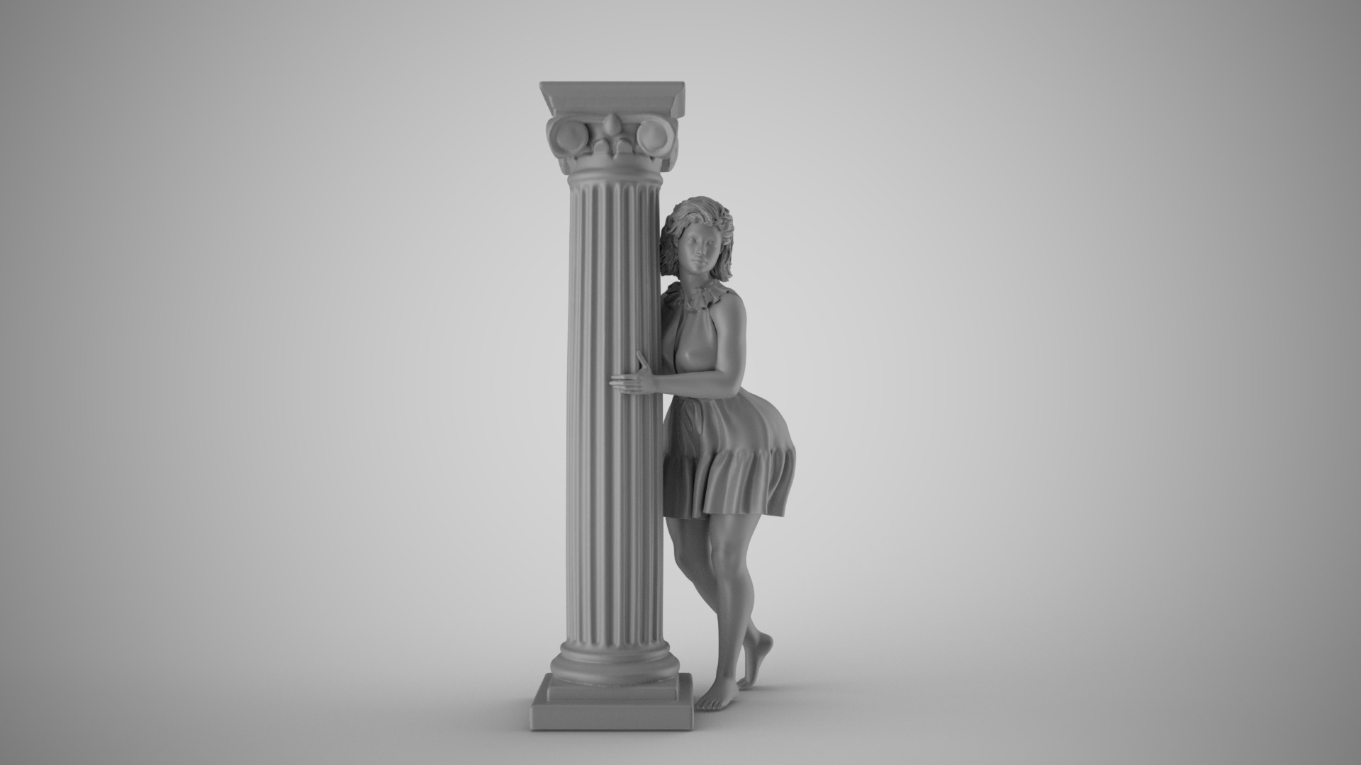 Hiding Woman 2 3D print model_2
