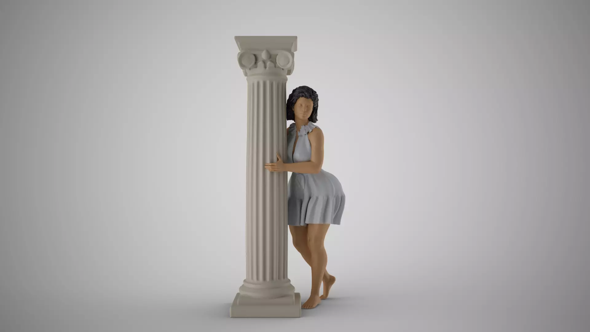 Hiding Woman 2 3D print model_0