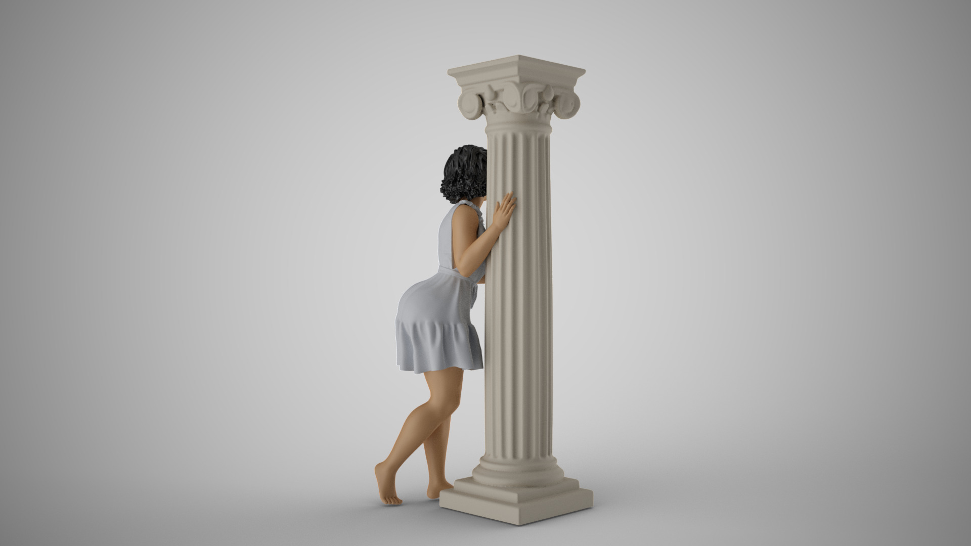 Hiding Woman 2 3D print model_6