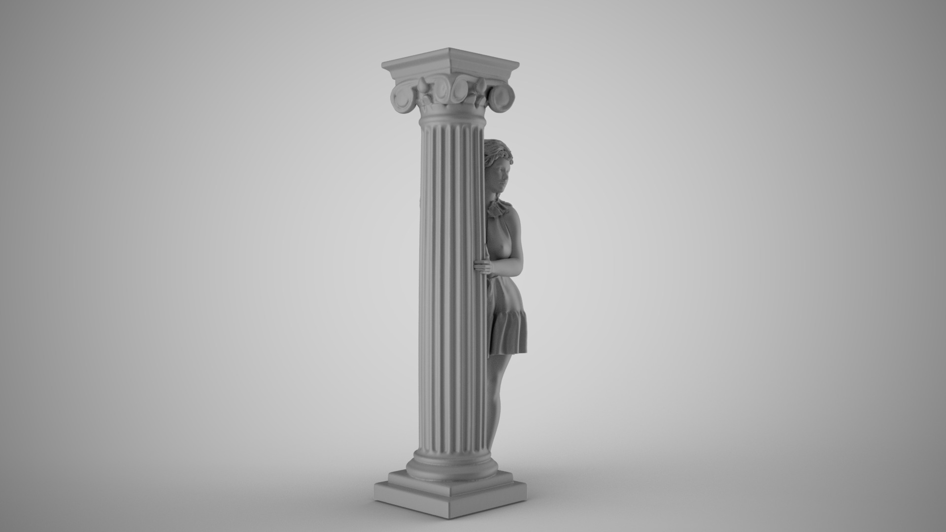 Hiding Woman 2 3D print model_3