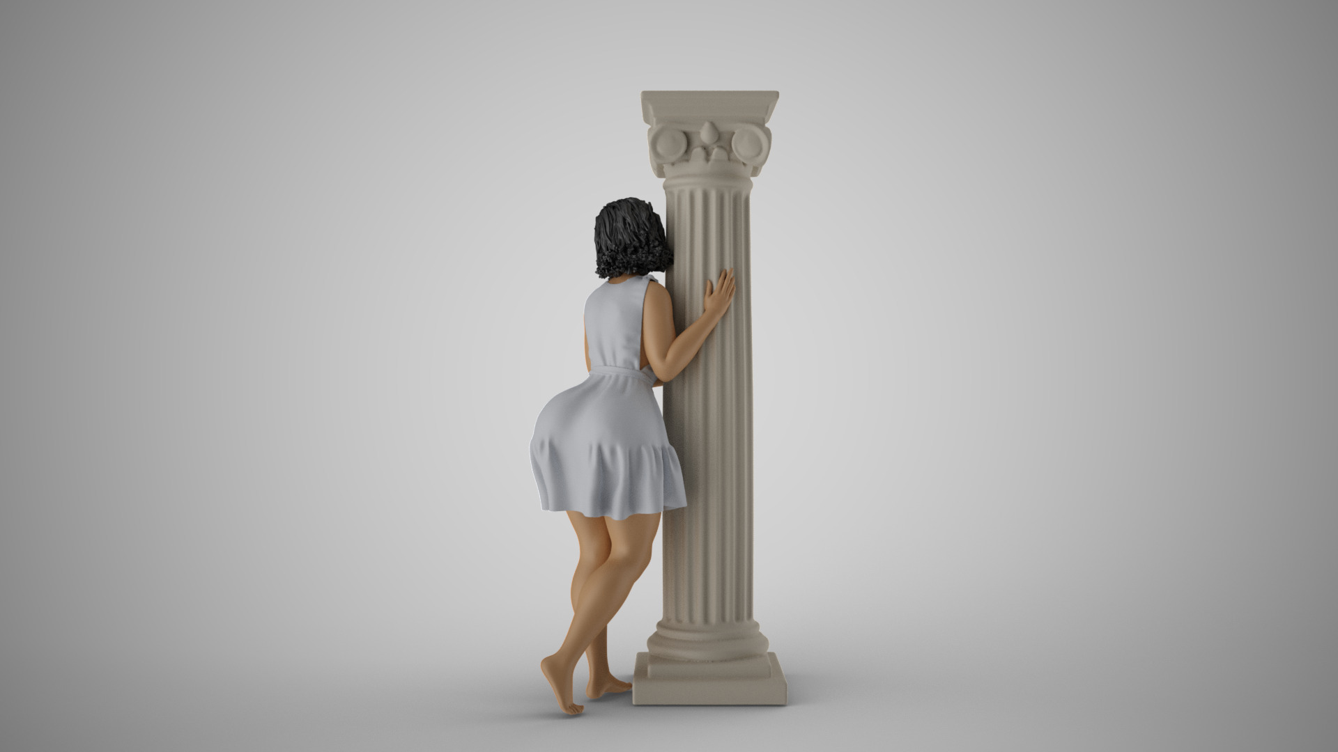 Hiding Woman 2 3D print model_11