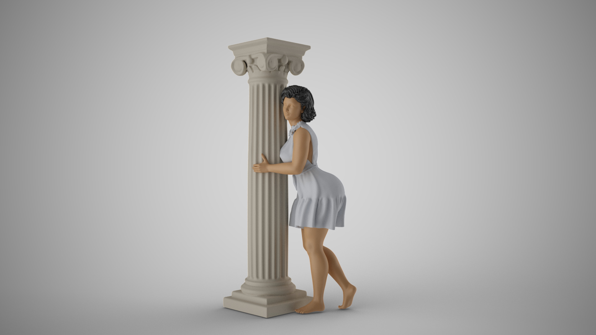 Hiding Woman 2 3D print model_10