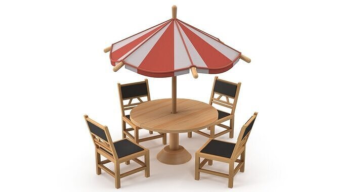 Table and stools 3D model