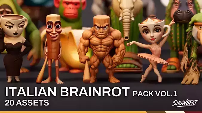 Italian Brainrot Pack VOL1 Low-poly 3D model