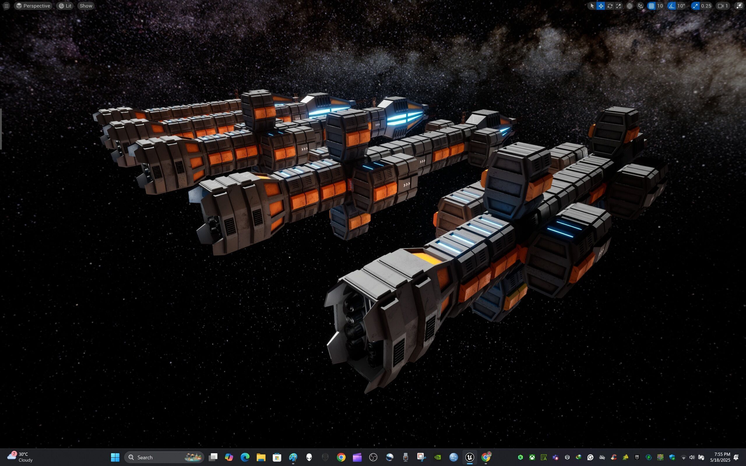 Modular Spaceship Six Low-poly 3D model_28