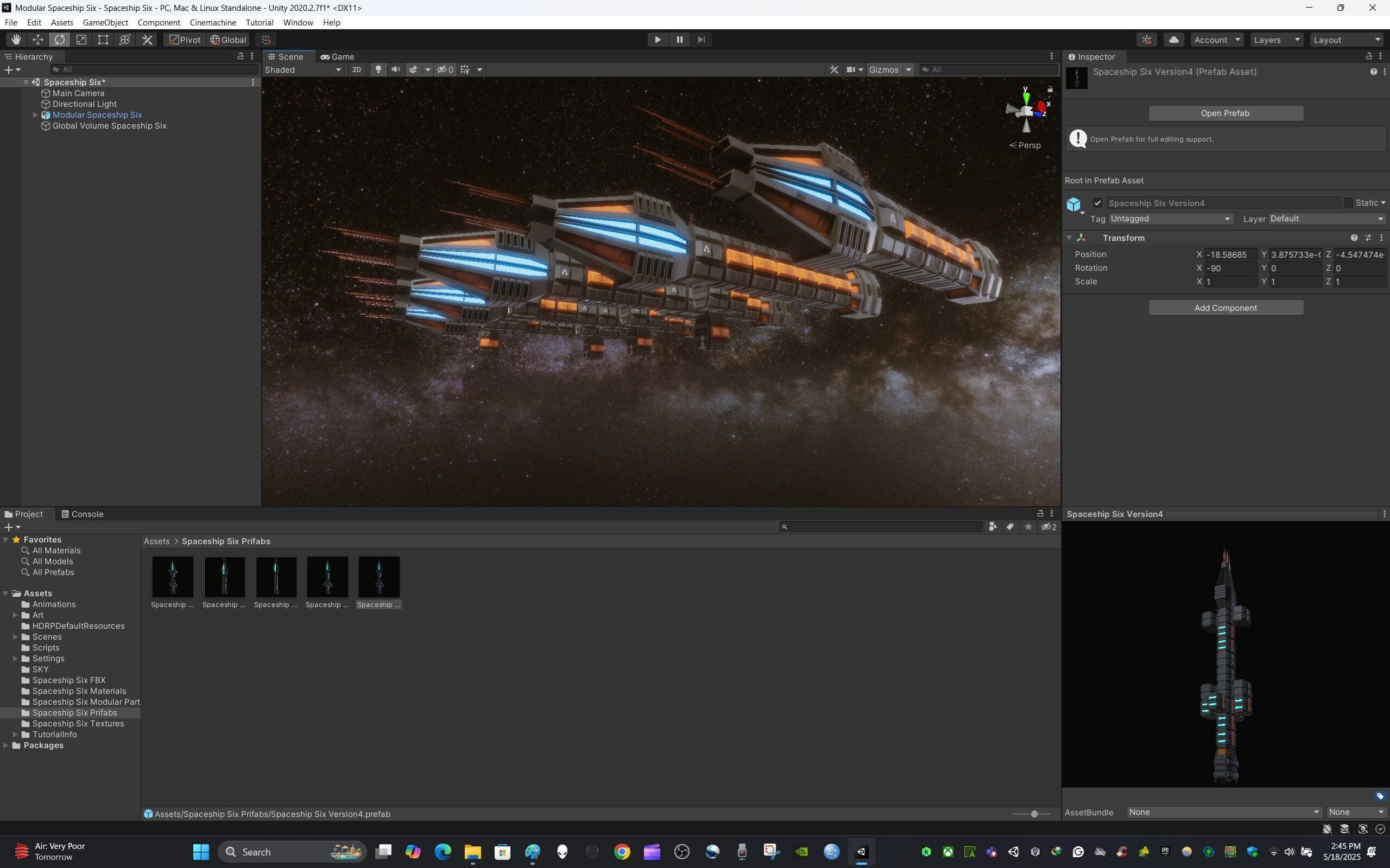 Modular Spaceship Six Low-poly 3D model_15
