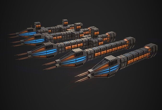 Modular Spaceship Six Low-poly 3D model