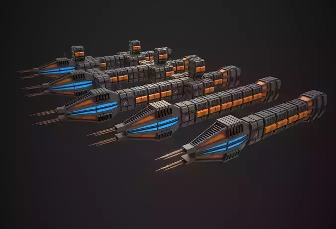 Modular Spaceship Six Low-poly 3D model Modular Spaceship Six Low-poly 3D model