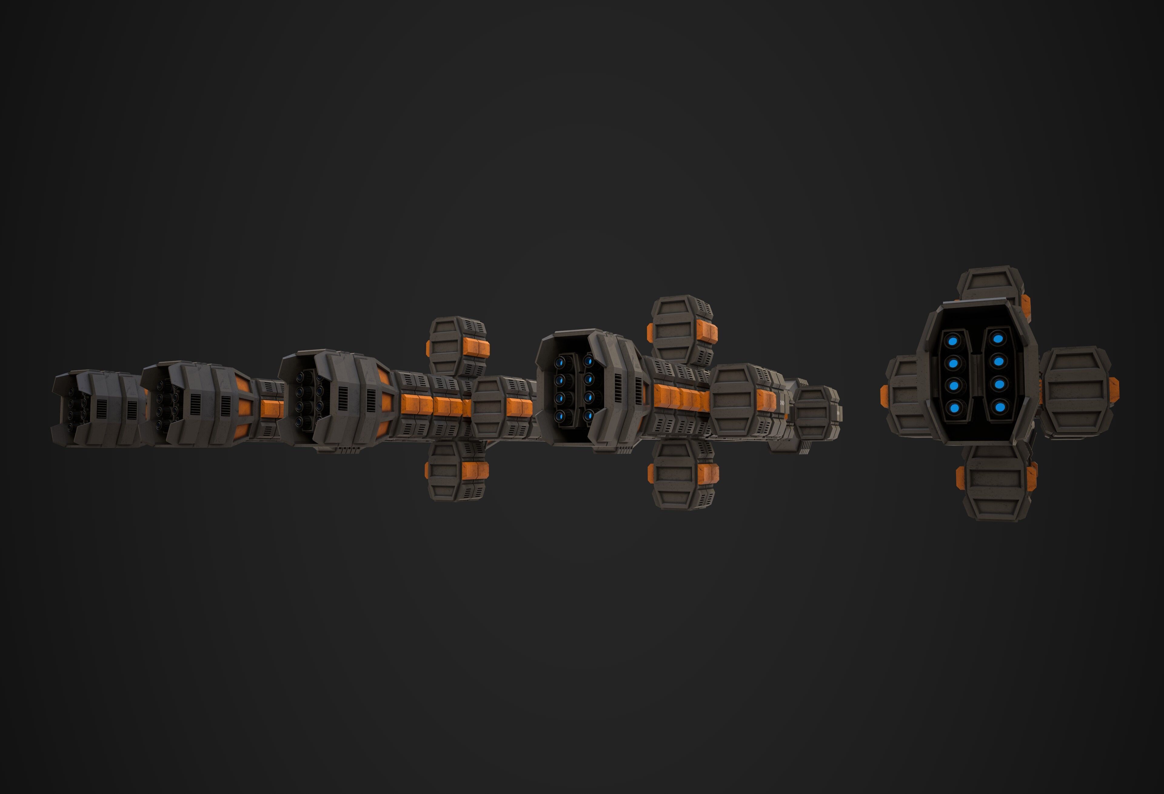 Modular Spaceship Six Low-poly 3D model_8