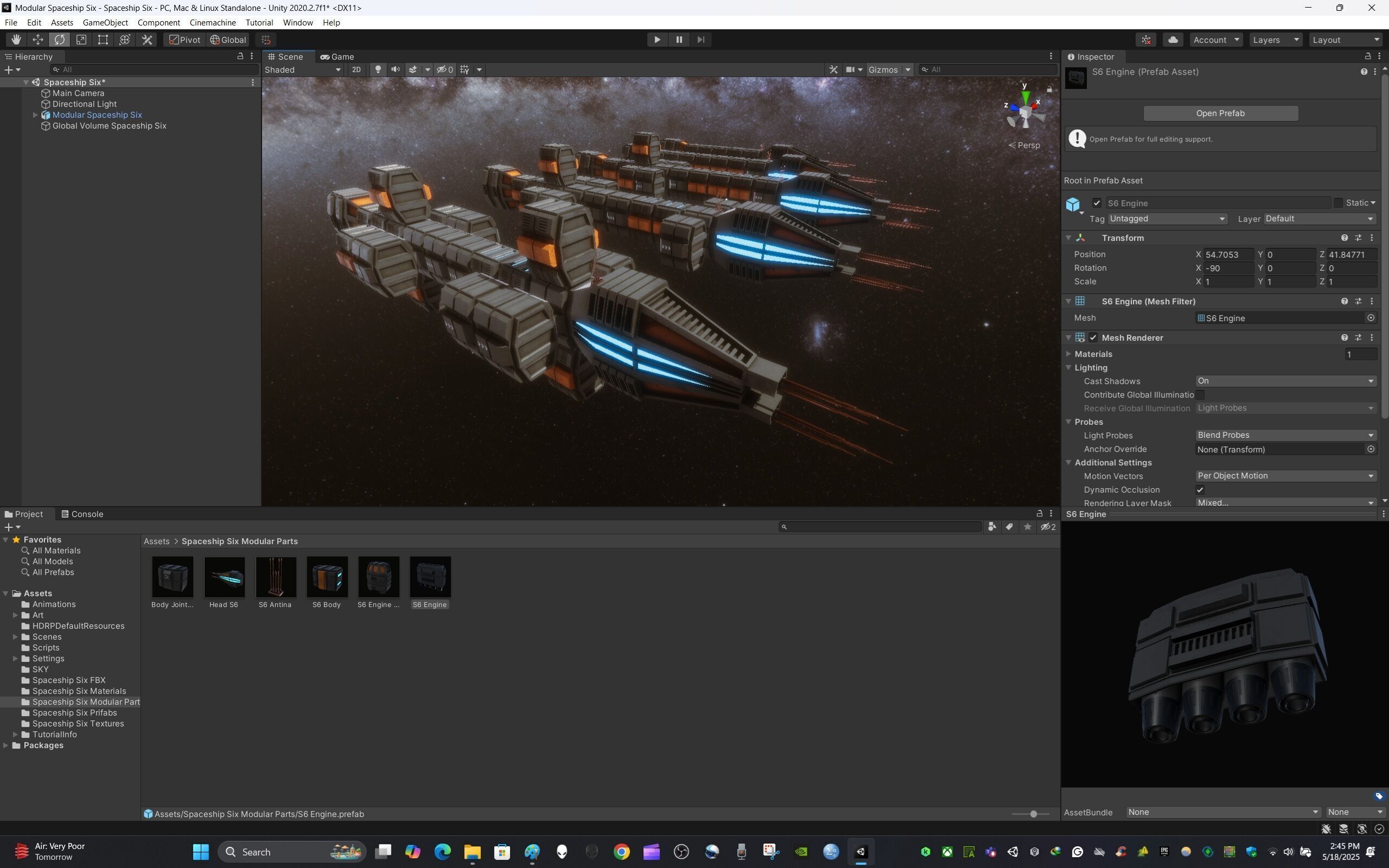 Modular Spaceship Six Low-poly 3D model_14