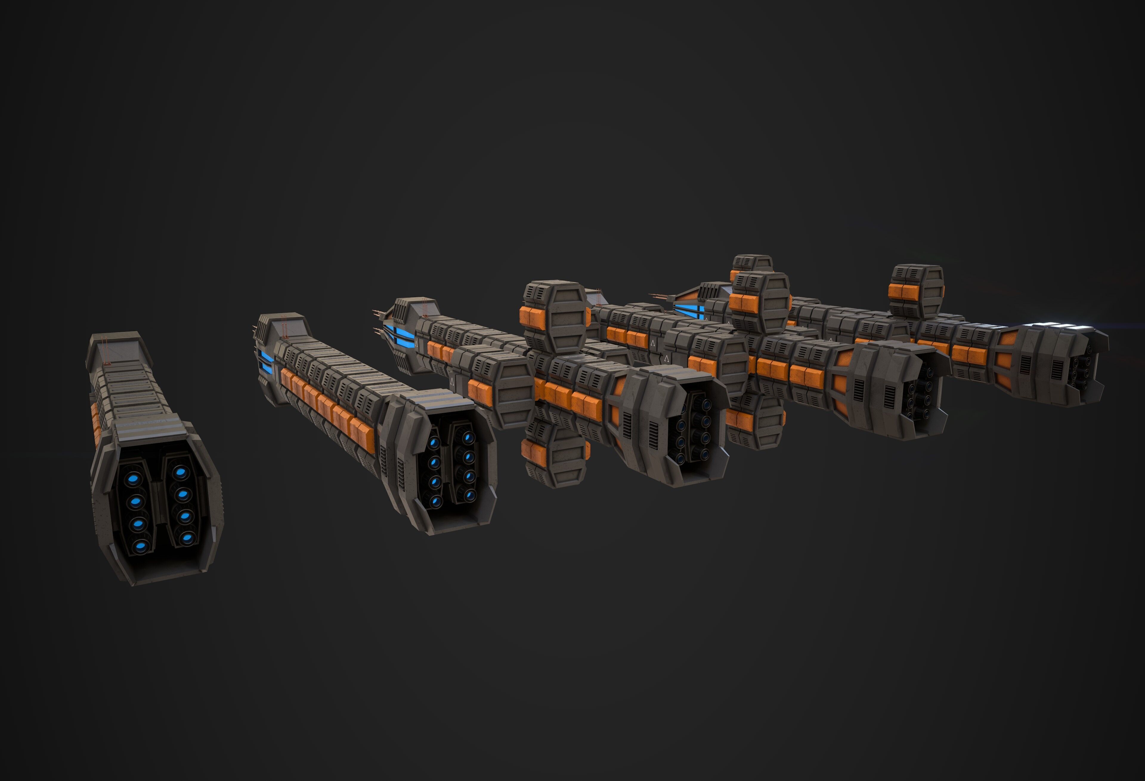 Modular Spaceship Six Low-poly 3D model_3