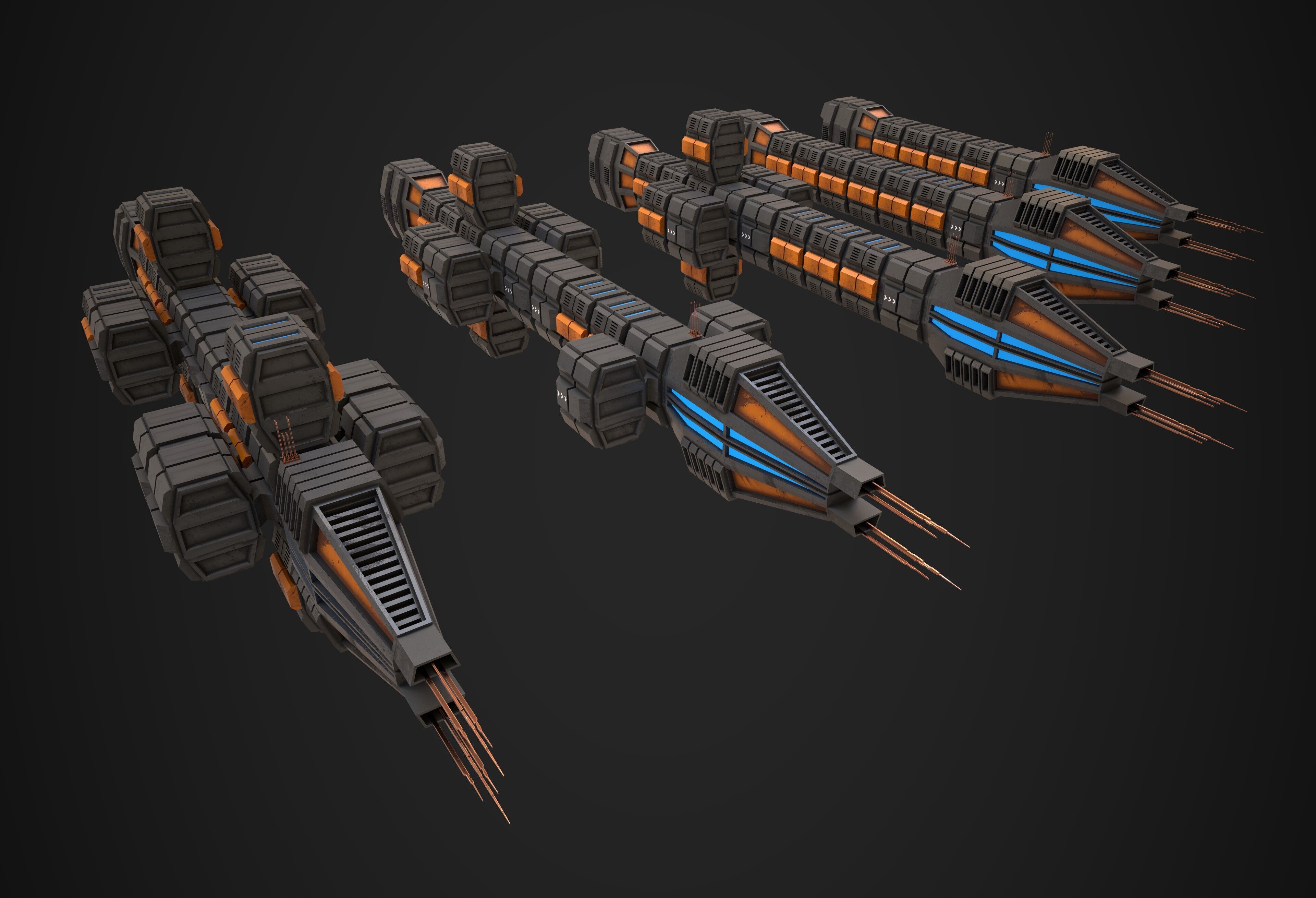 Modular Spaceship Six Low-poly 3D model_5
