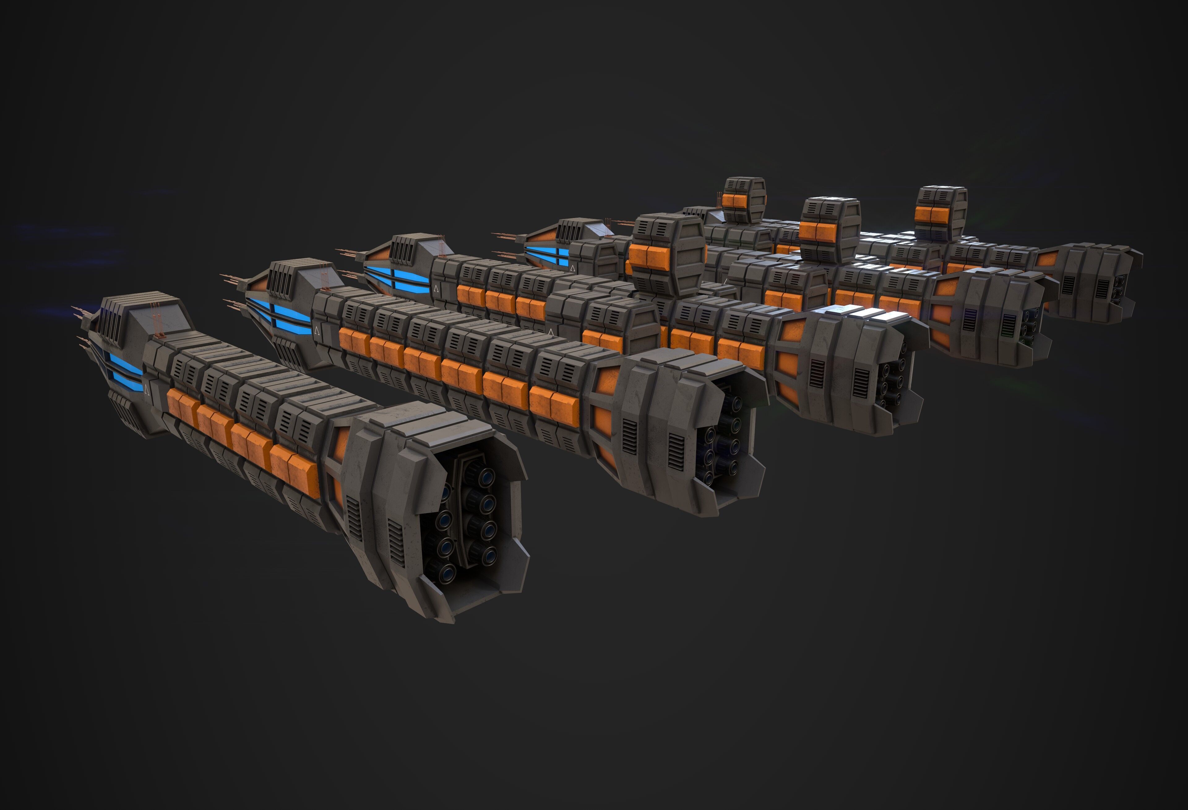 Modular Spaceship Six Low-poly 3D model_2