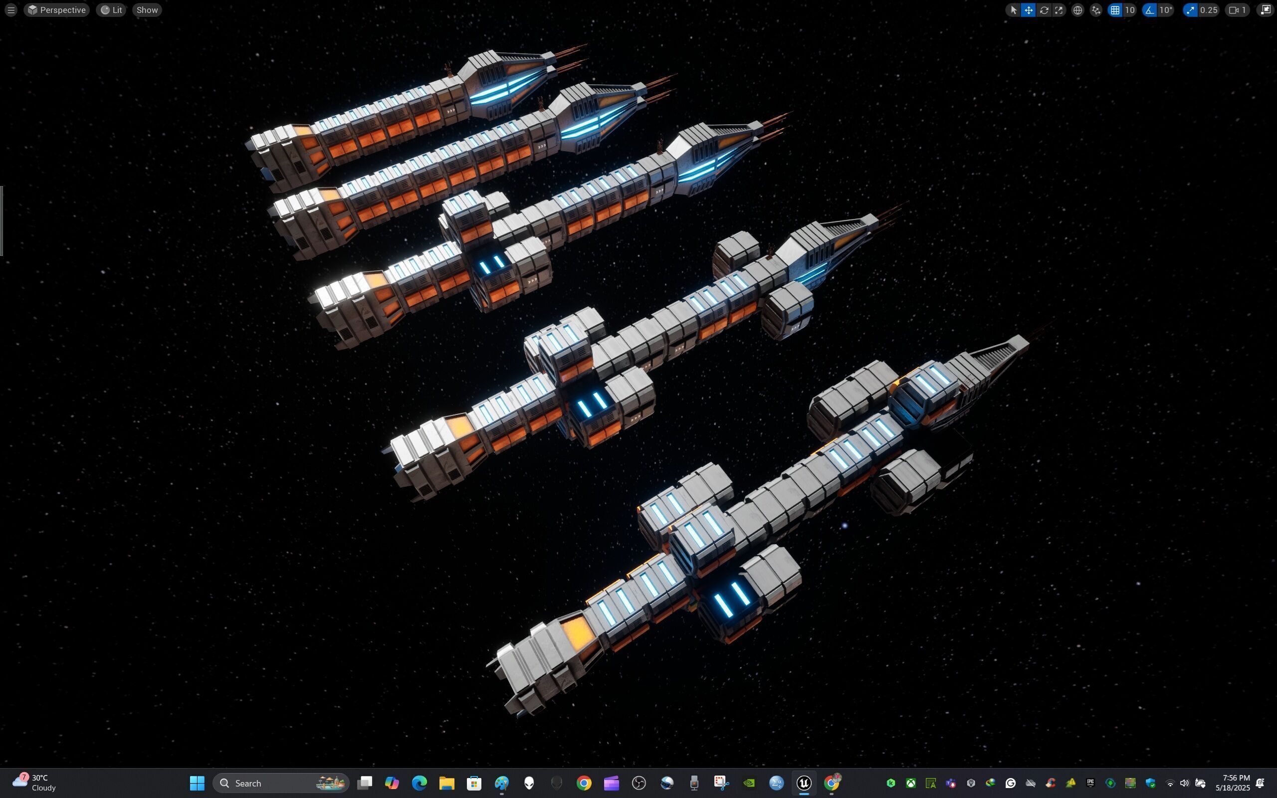 Modular Spaceship Six Low-poly 3D model_29