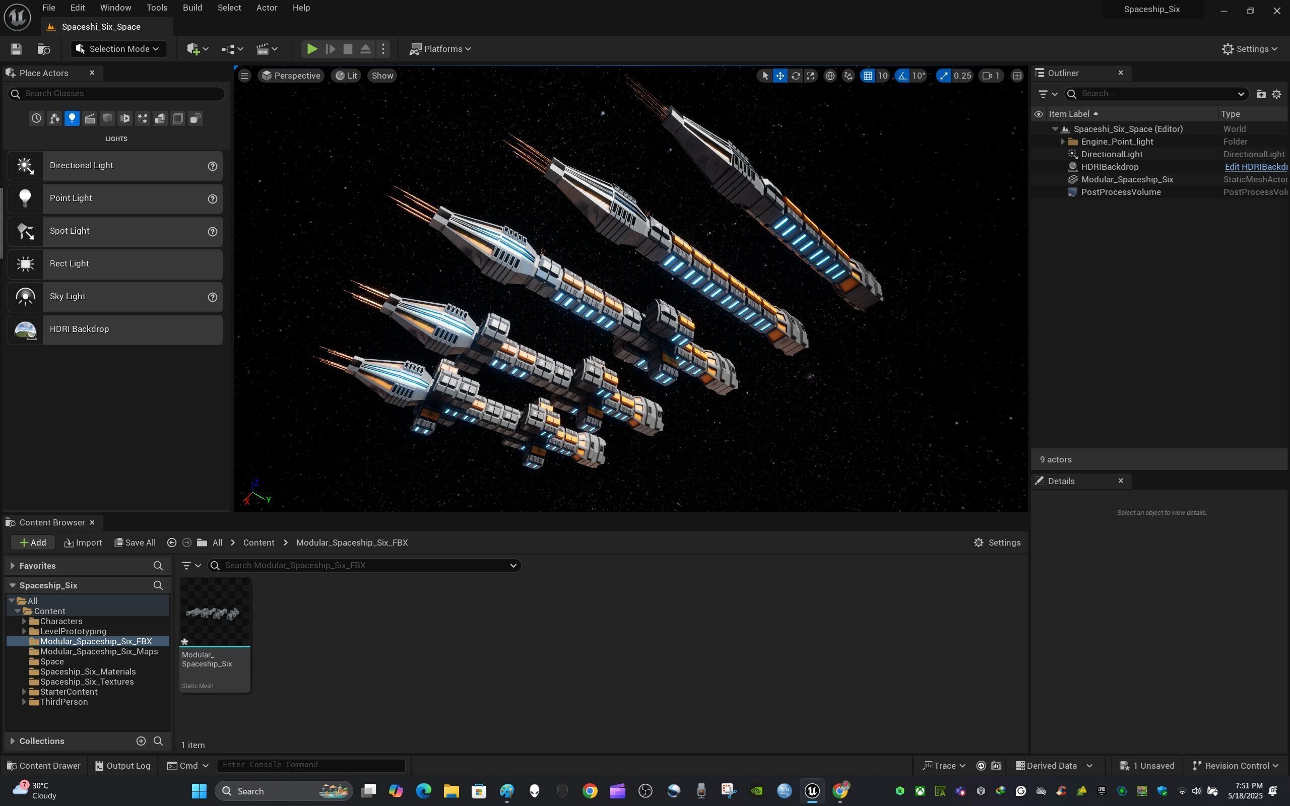 Modular Spaceship Six Low-poly 3D model_22