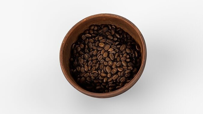 Photorealistic 3D scan of Clay Bowl plate with Coffee Beans Low-poly 3D model 2