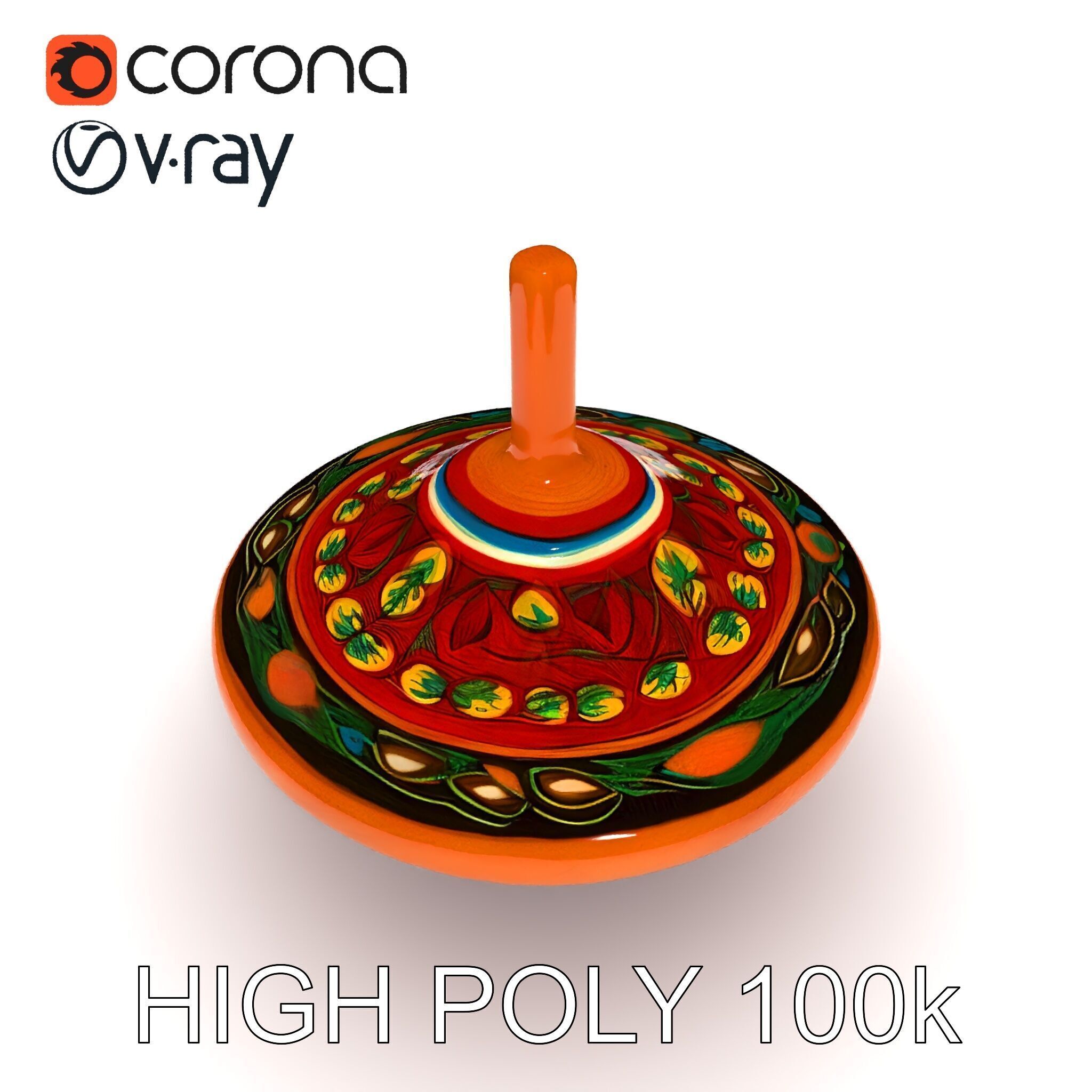 Colorful Spinning Top Model Pack Low-poly 3D model_35