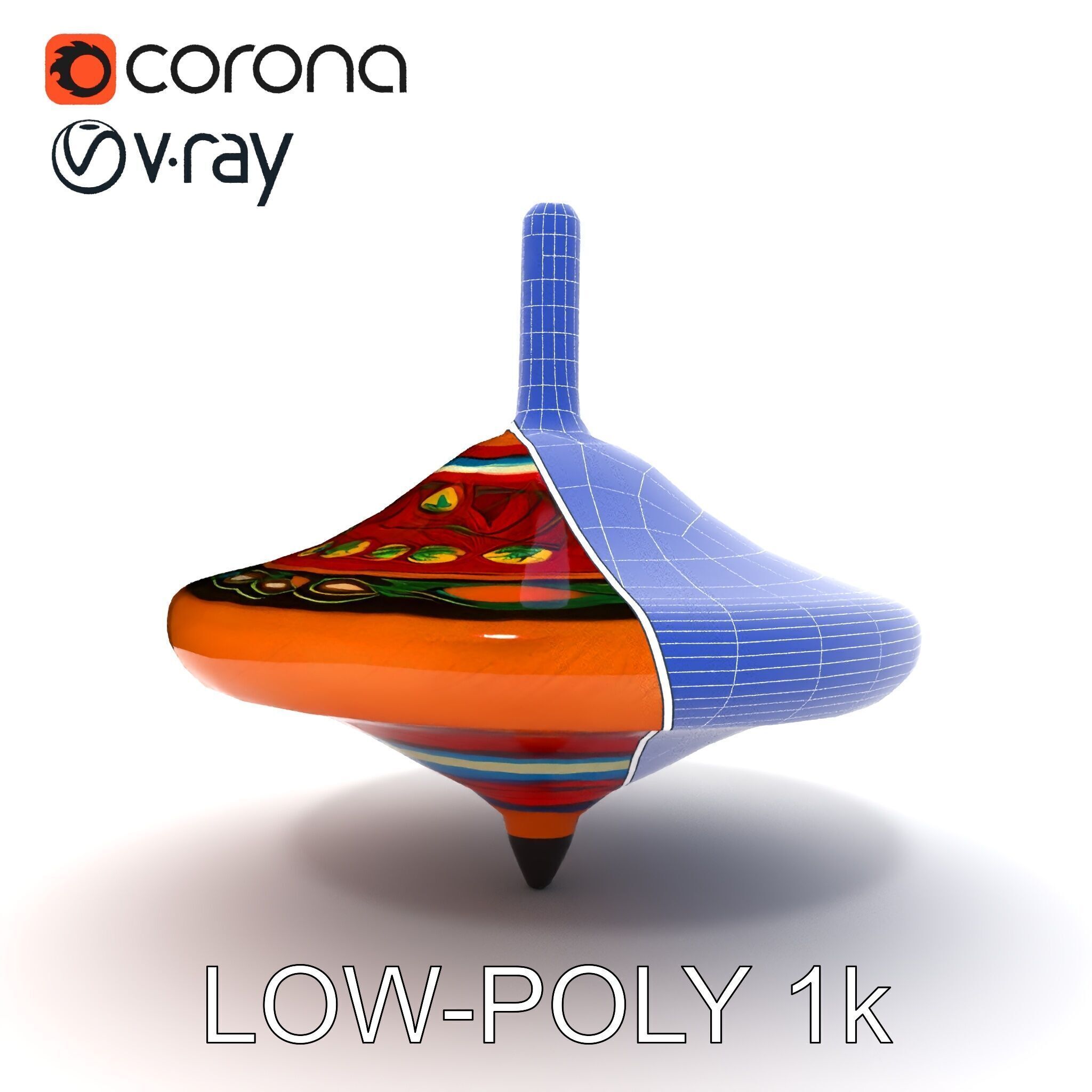 Colorful Spinning Top Model Pack Low-poly 3D model_30