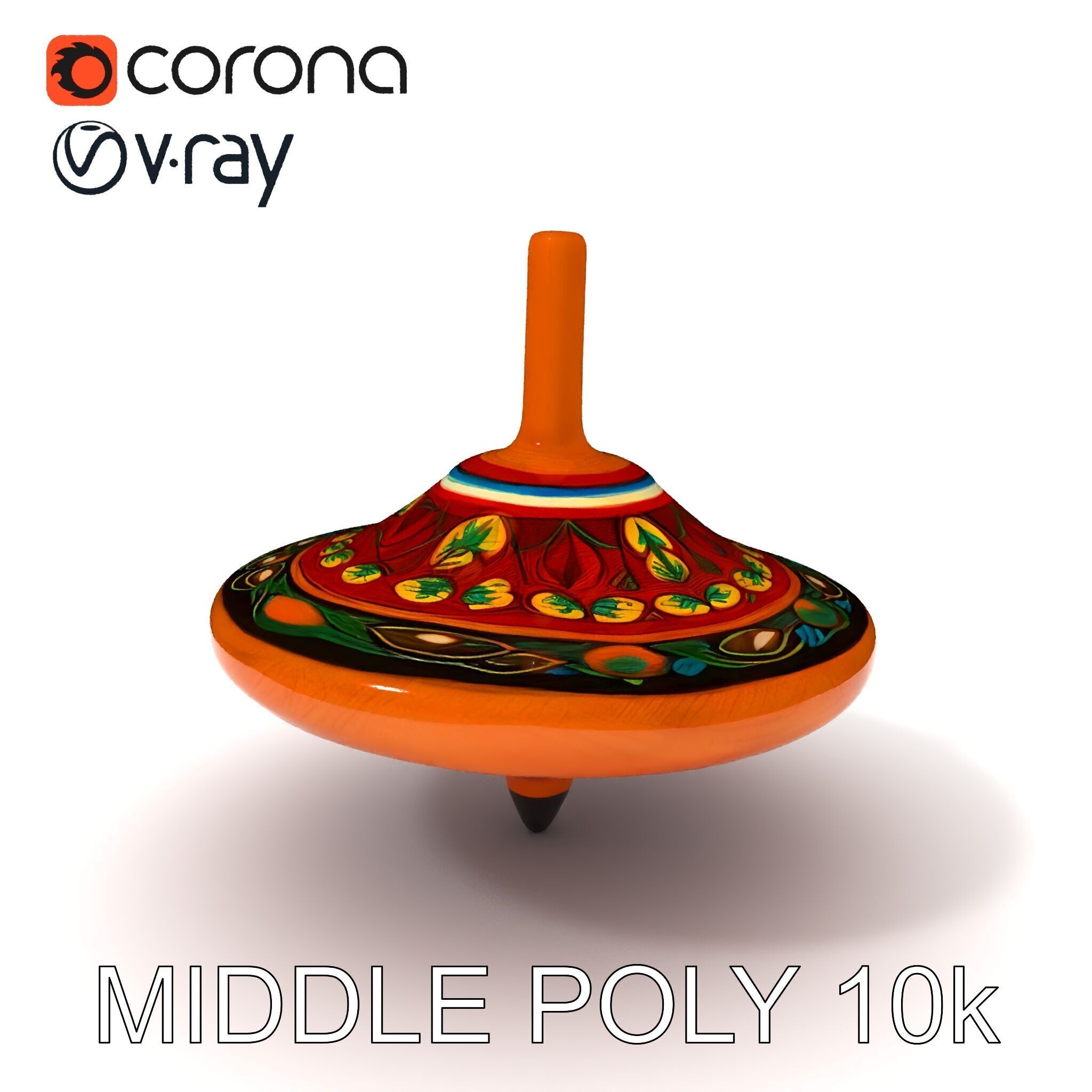 Colorful Spinning Top Model Pack Low-poly 3D model_11