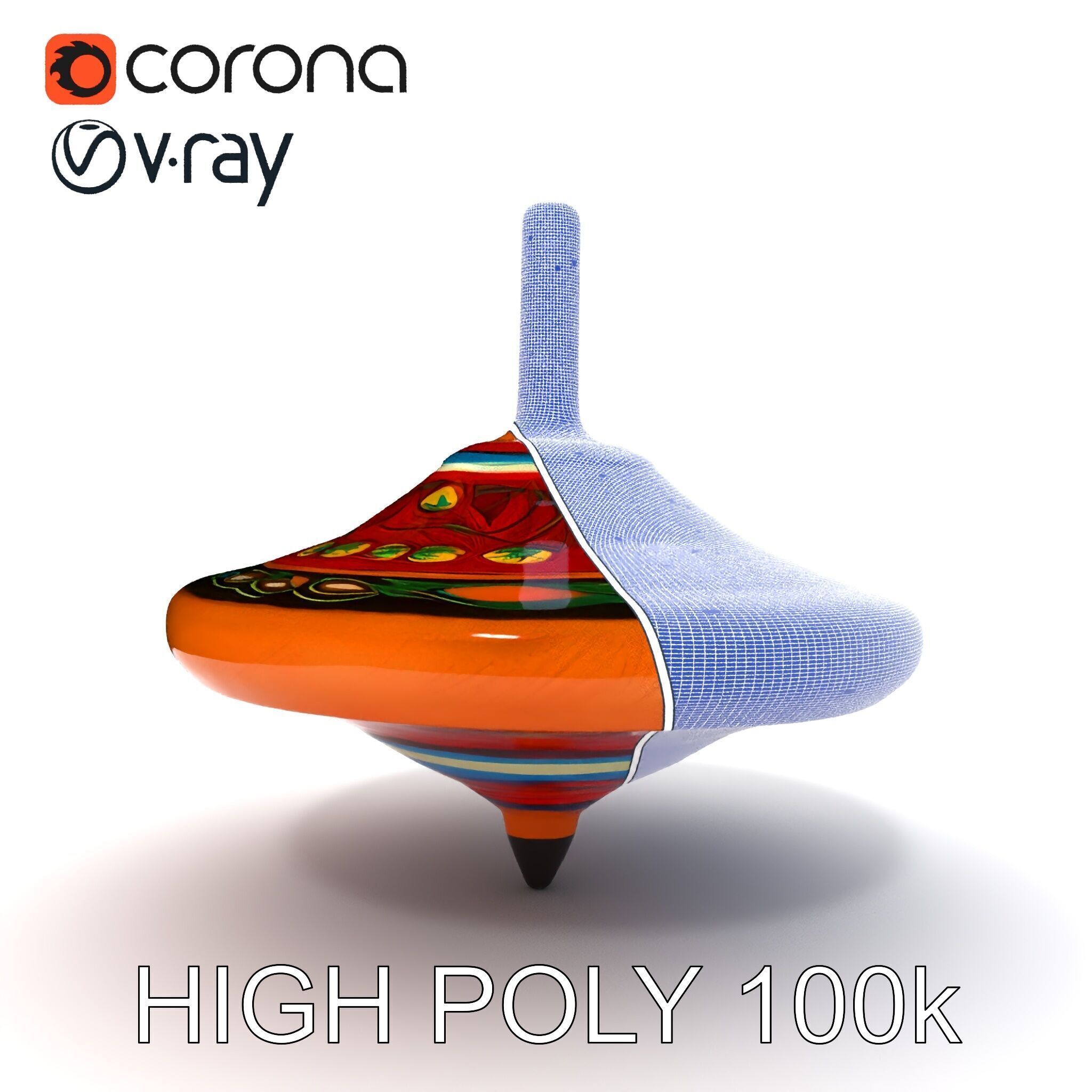 Colorful Spinning Top Model Pack Low-poly 3D model_22