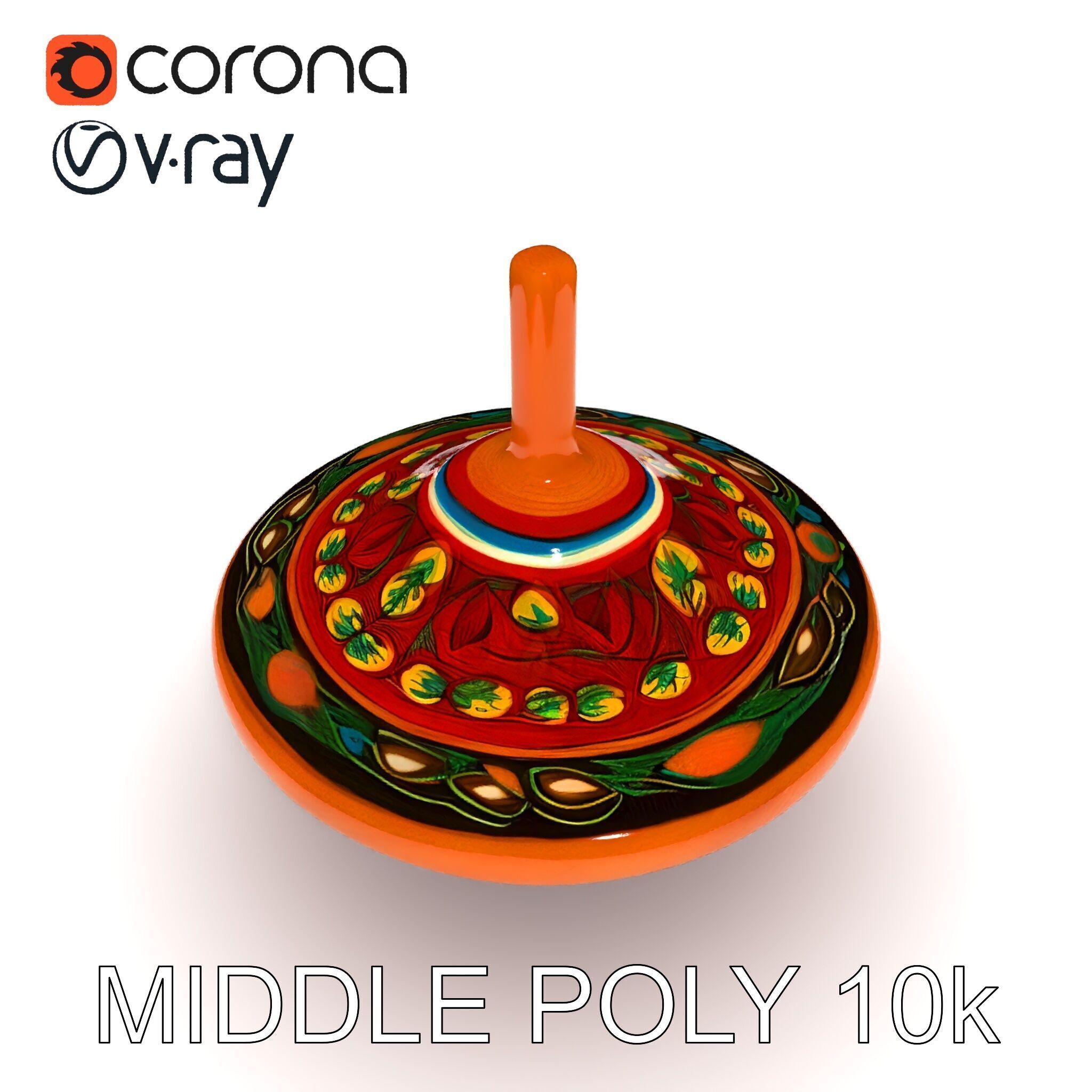 Colorful Spinning Top Model Pack Low-poly 3D model_13