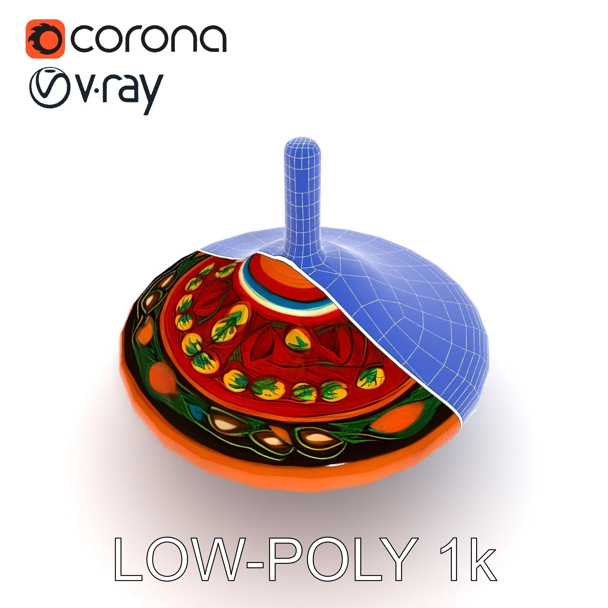 Colorful Spinning Top Model Pack Low-poly 3D model_33