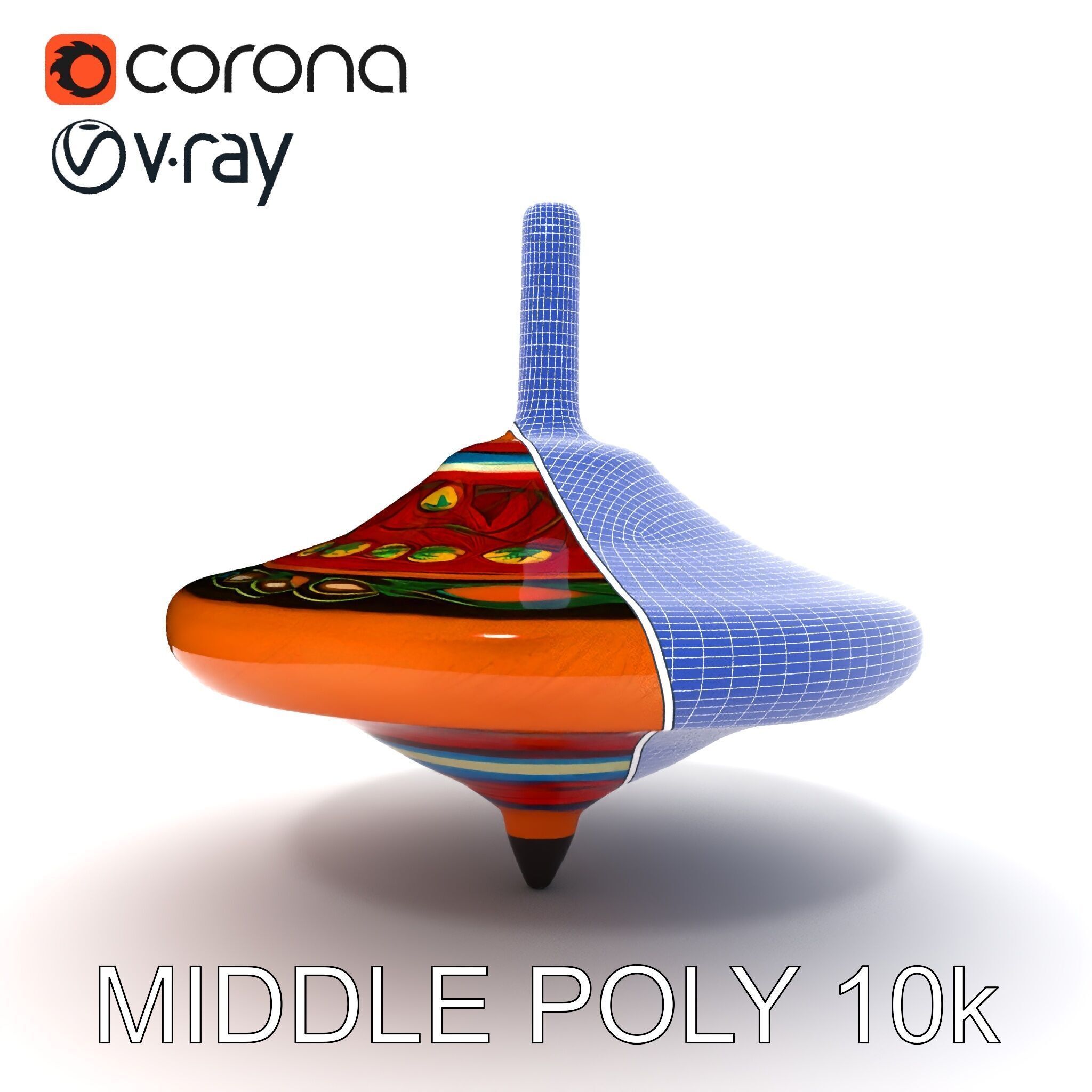 Colorful Spinning Top Model Pack Low-poly 3D model_26
