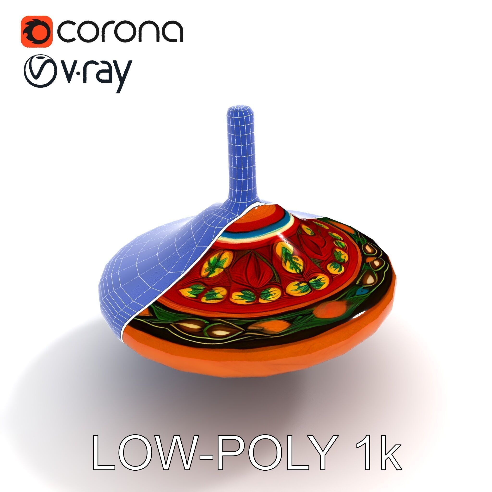 Colorful Spinning Top Model Pack Low-poly 3D model_19