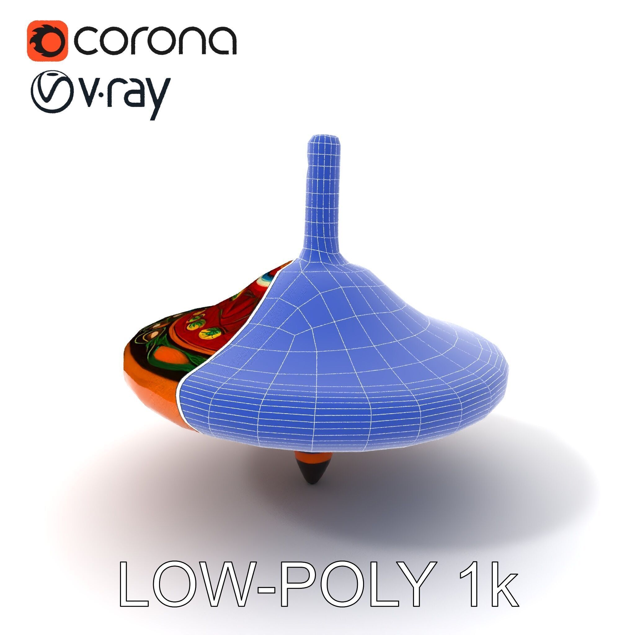 Colorful Spinning Top Model Pack Low-poly 3D model_14