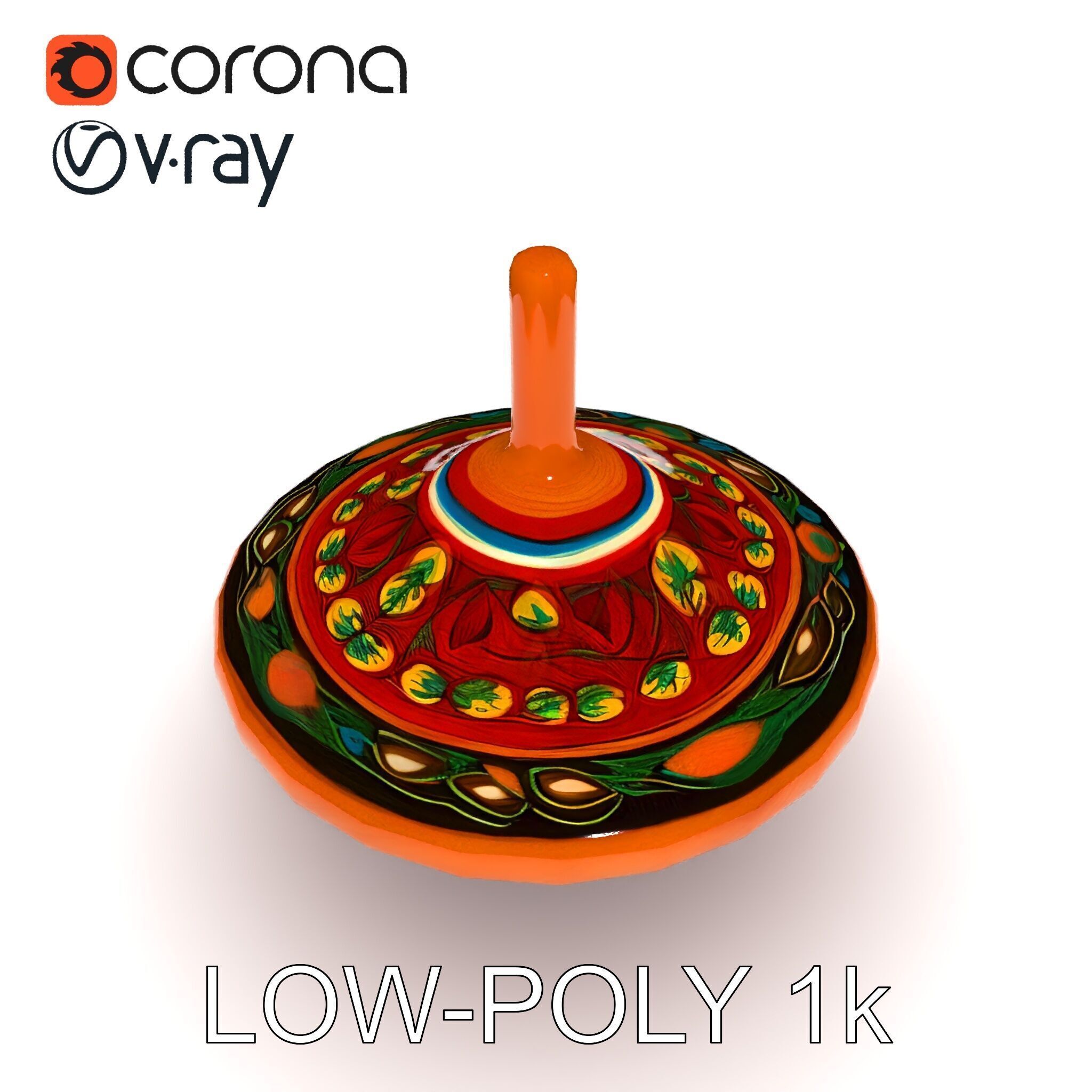 Colorful Spinning Top Model Pack Low-poly 3D model_27