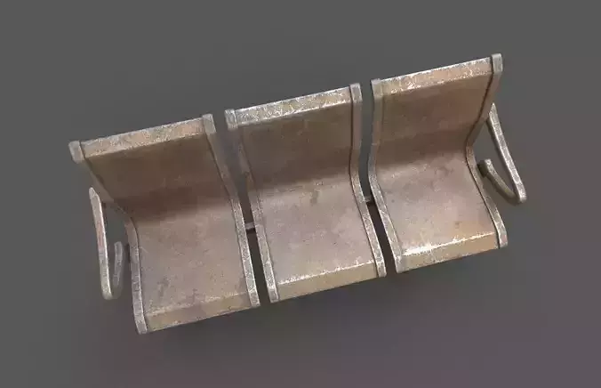 Street Bench Low-poly 3D model