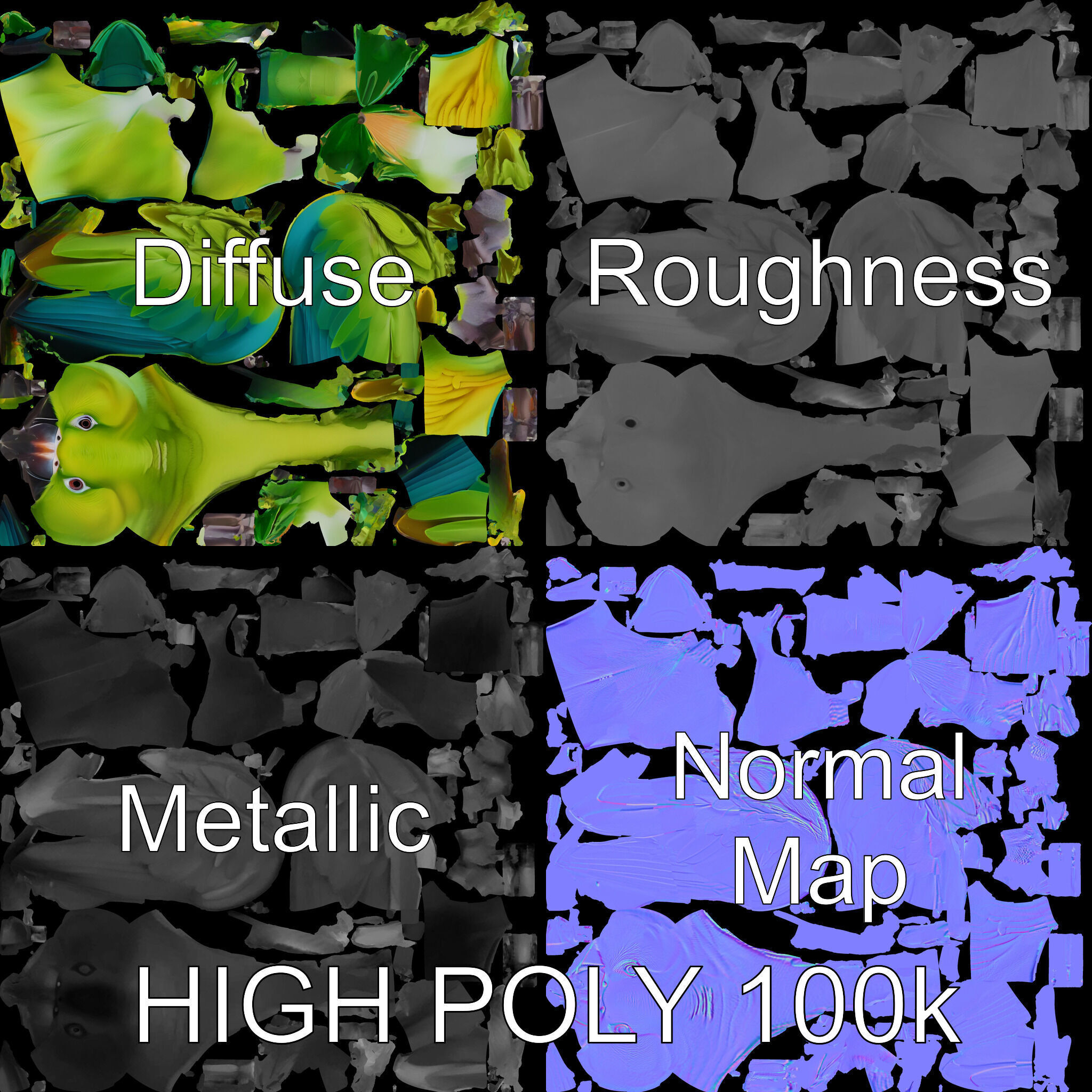 Vibrant Parrot D Model Pack Low-poly 3D model_2