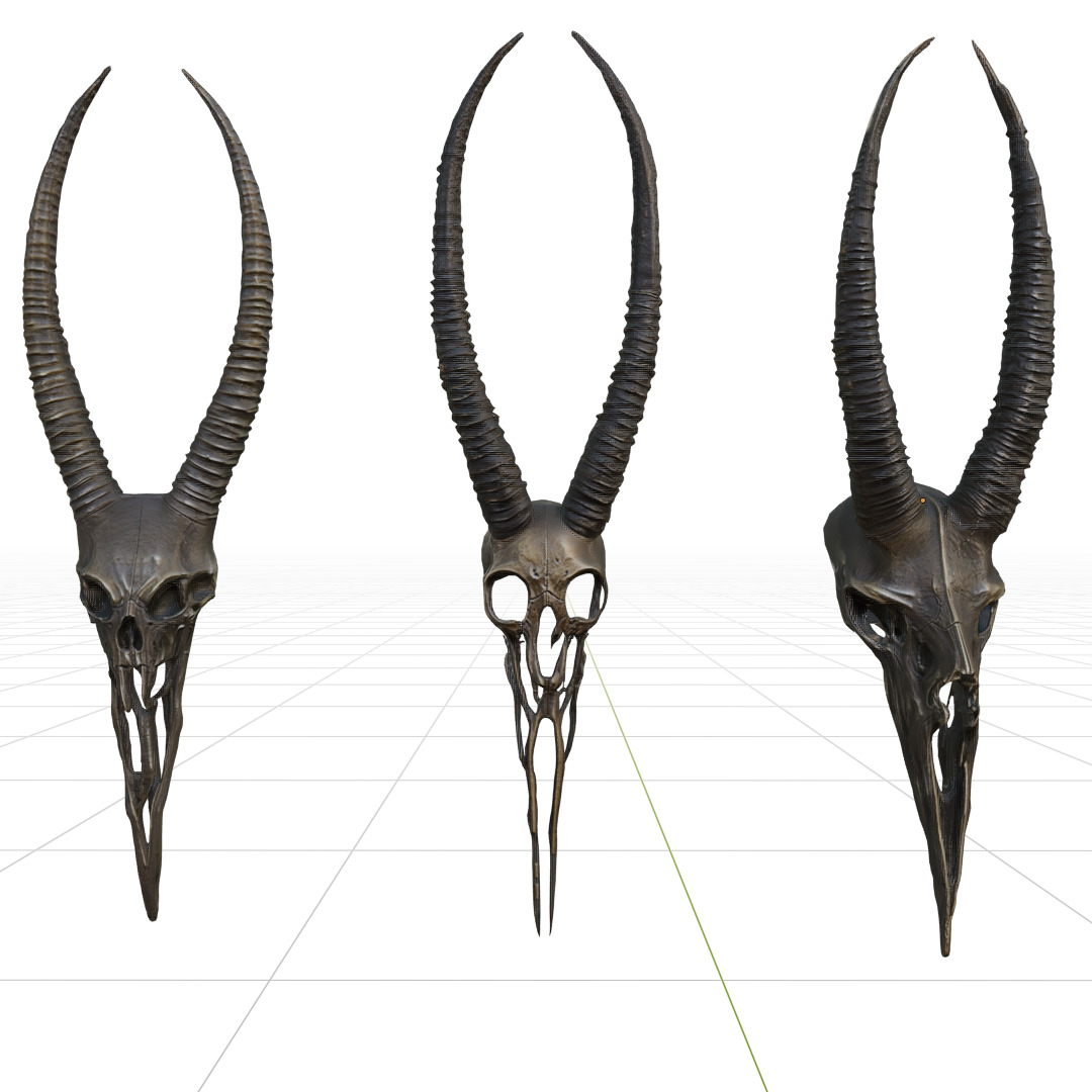 Big Horned wendigo head 3D model_7