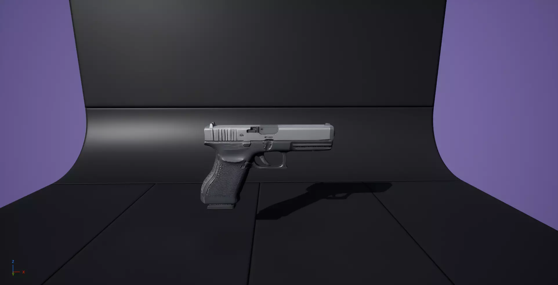 Glock-Style Semi-Automatic Pistol 3D model_0