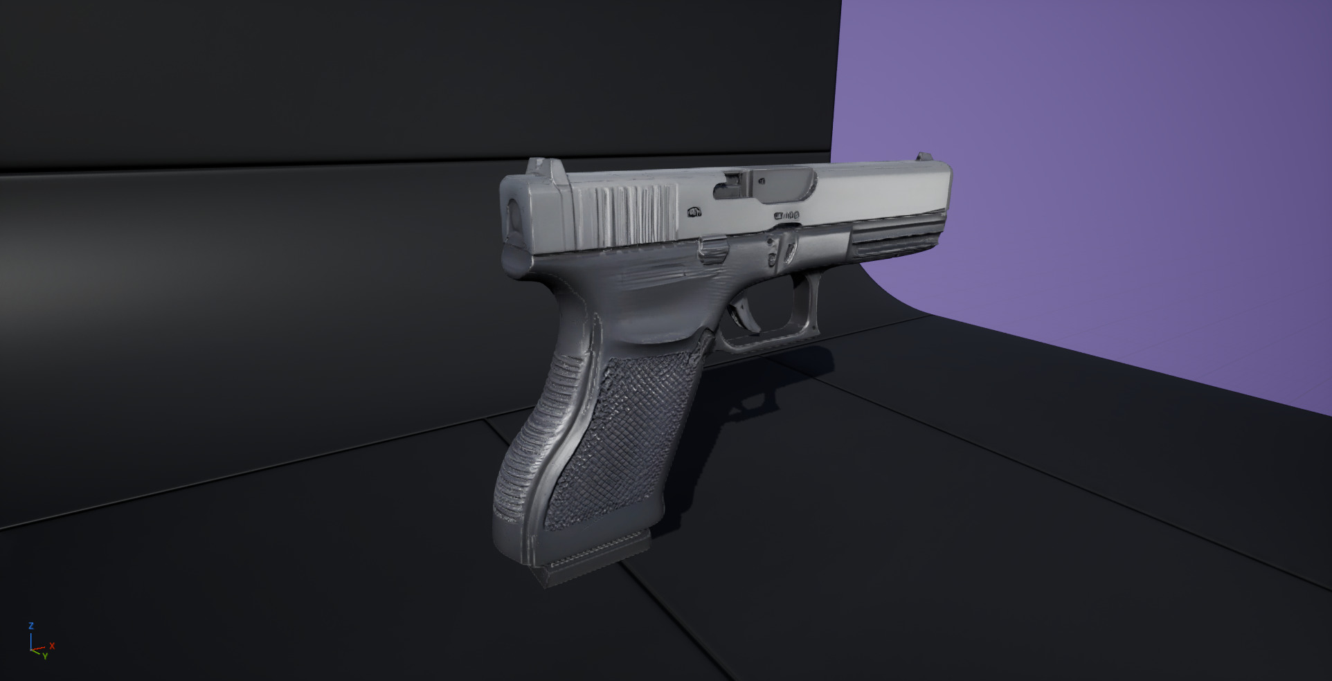 Glock-Style Semi-Automatic Pistol 3D model_2