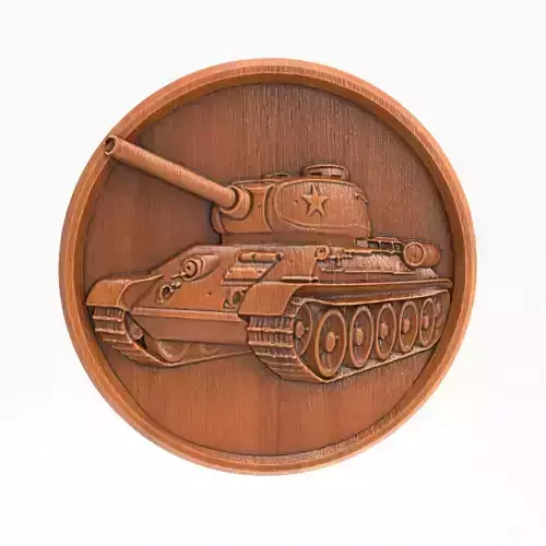 T-34 85 Tank Coin Relief WWII Soviet Medium Tank Model Medallion 3D print model