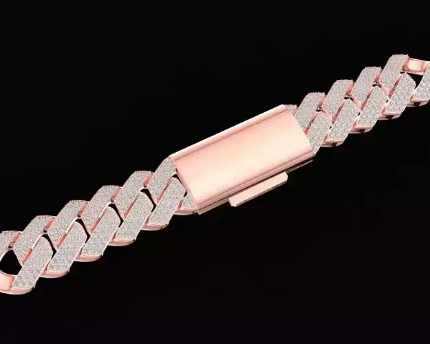 38a Diamond Miami Cuban Link Chain Bracelet For Men  3D print model