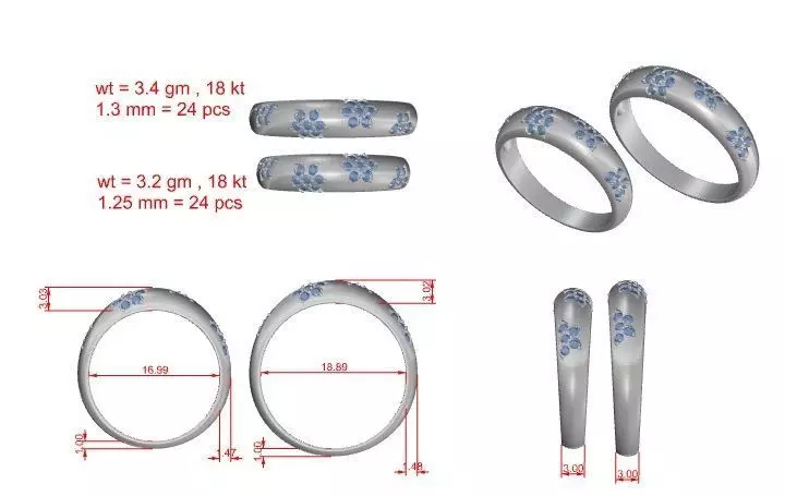 Couple Band Ring Set 3D Model STL 3DM Free 3D print model