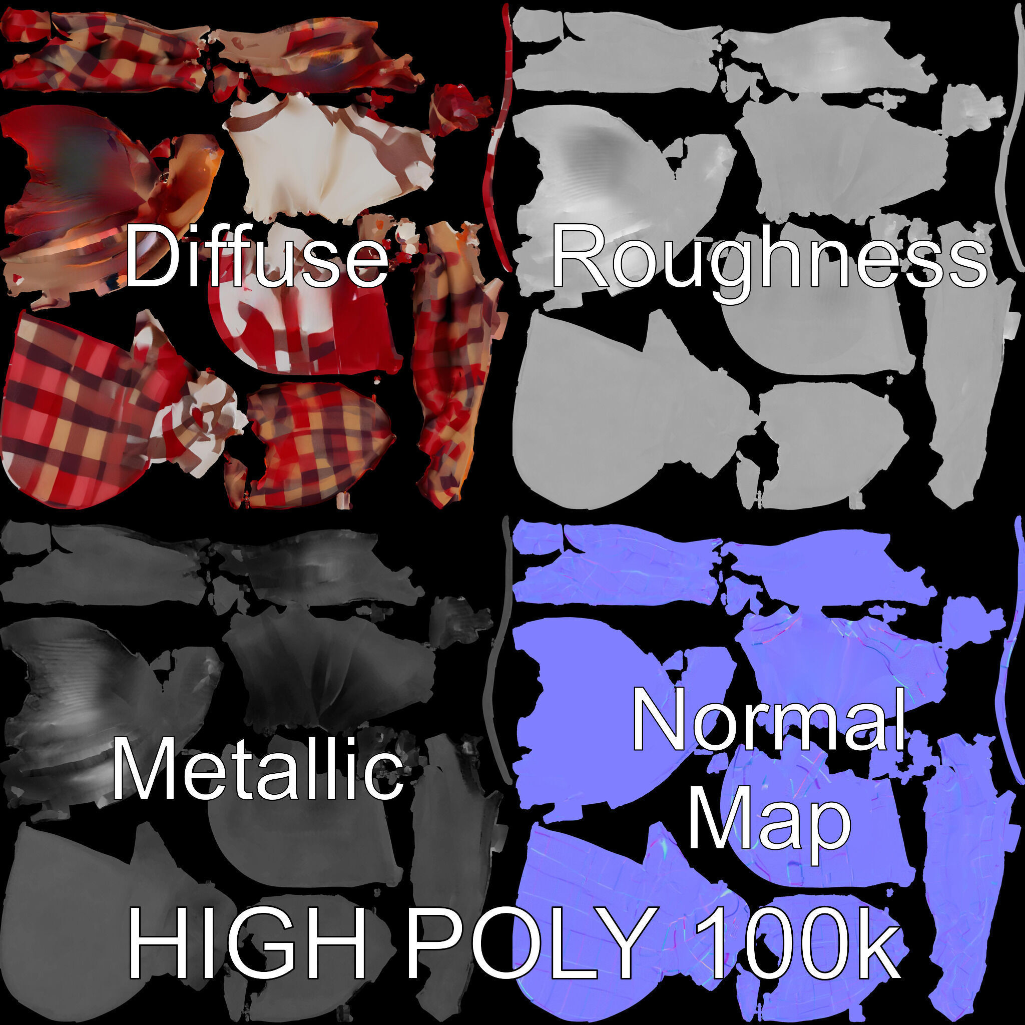 Checkered Scarf Model Pack Low-poly 3D model_2