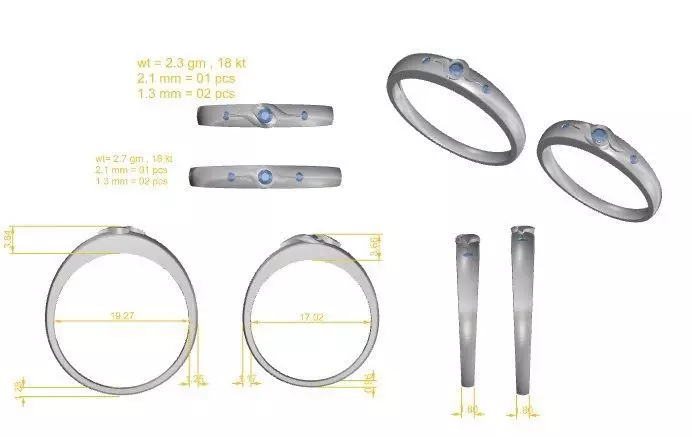 Couple Band Ring Set 3D Model STL 3DM Free 3D print model