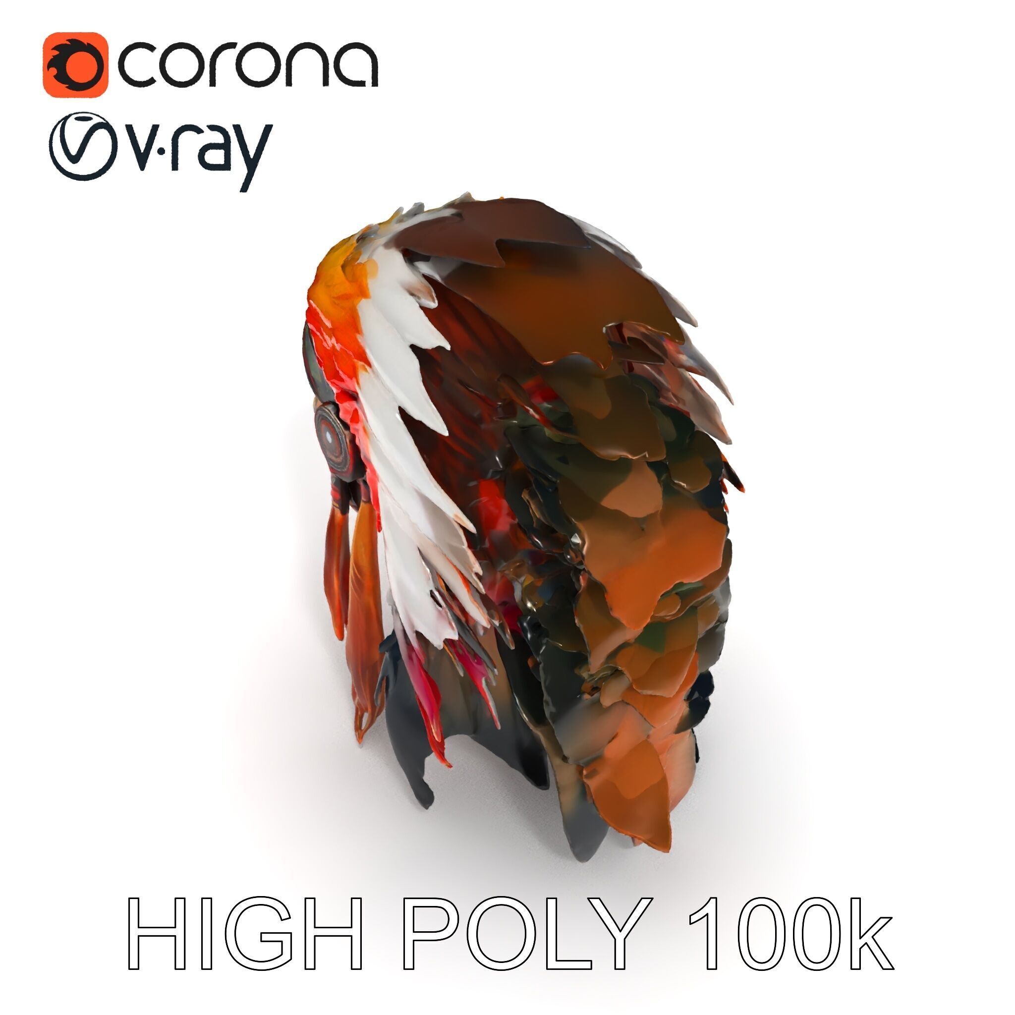 Native American Headdress Model Pack with PBR Textures Low-poly 3D model_29