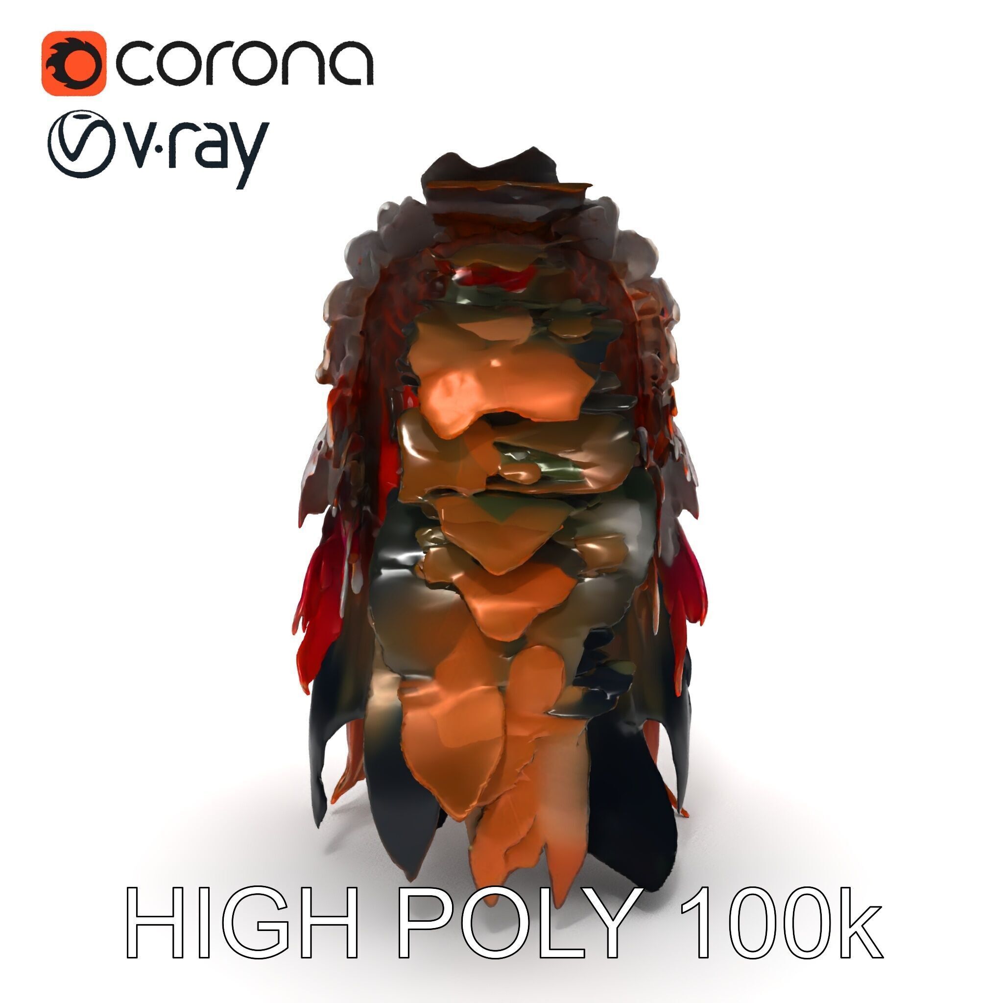 Native American Headdress Model Pack with PBR Textures Low-poly 3D model_22